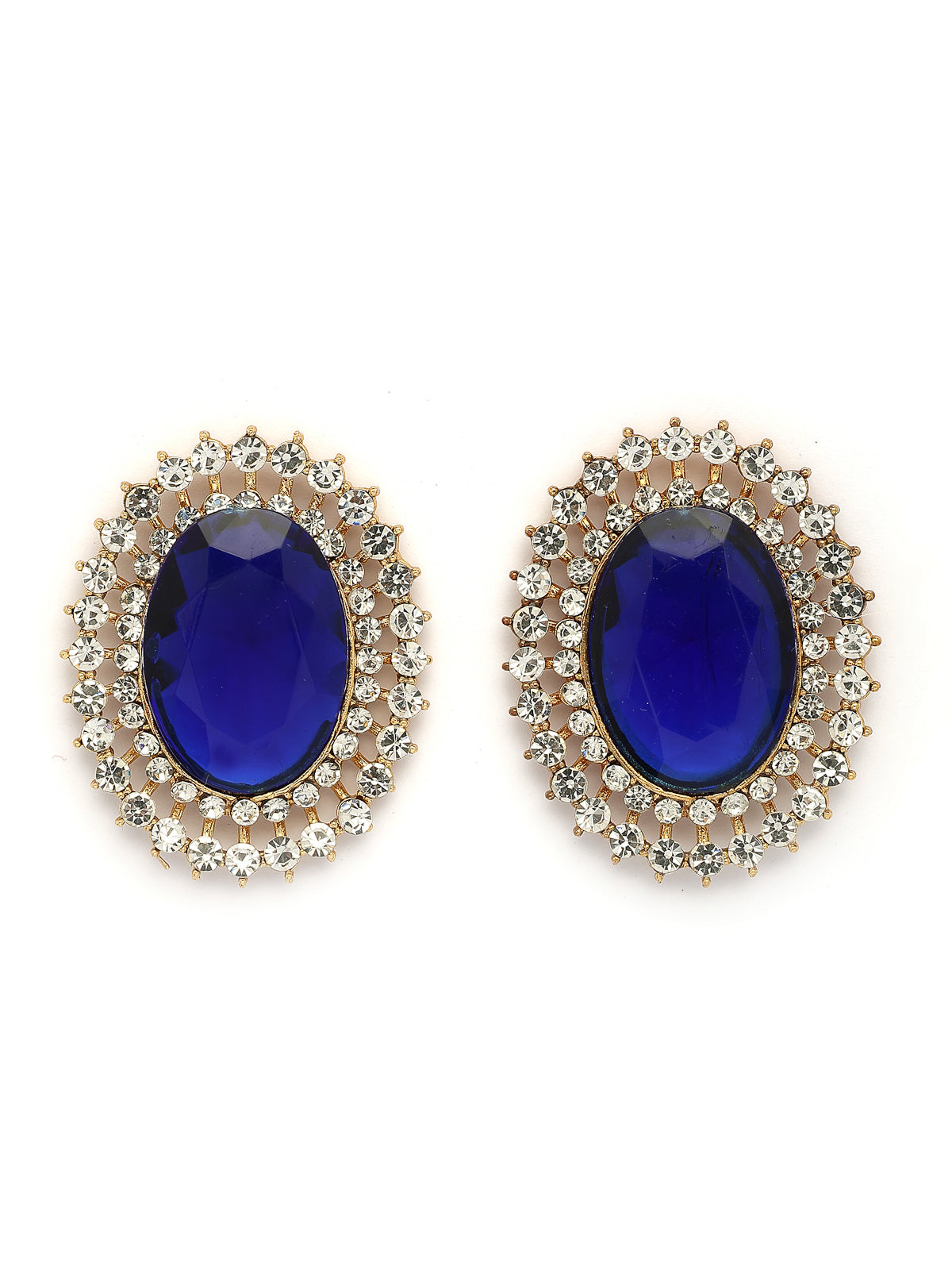 Sukkhi Eye-Catchy Gold Plated with Multi String Faux Pearls Blue Choker Necklace with Studs Earring Jewellery Set For Women & Girls|NS107389