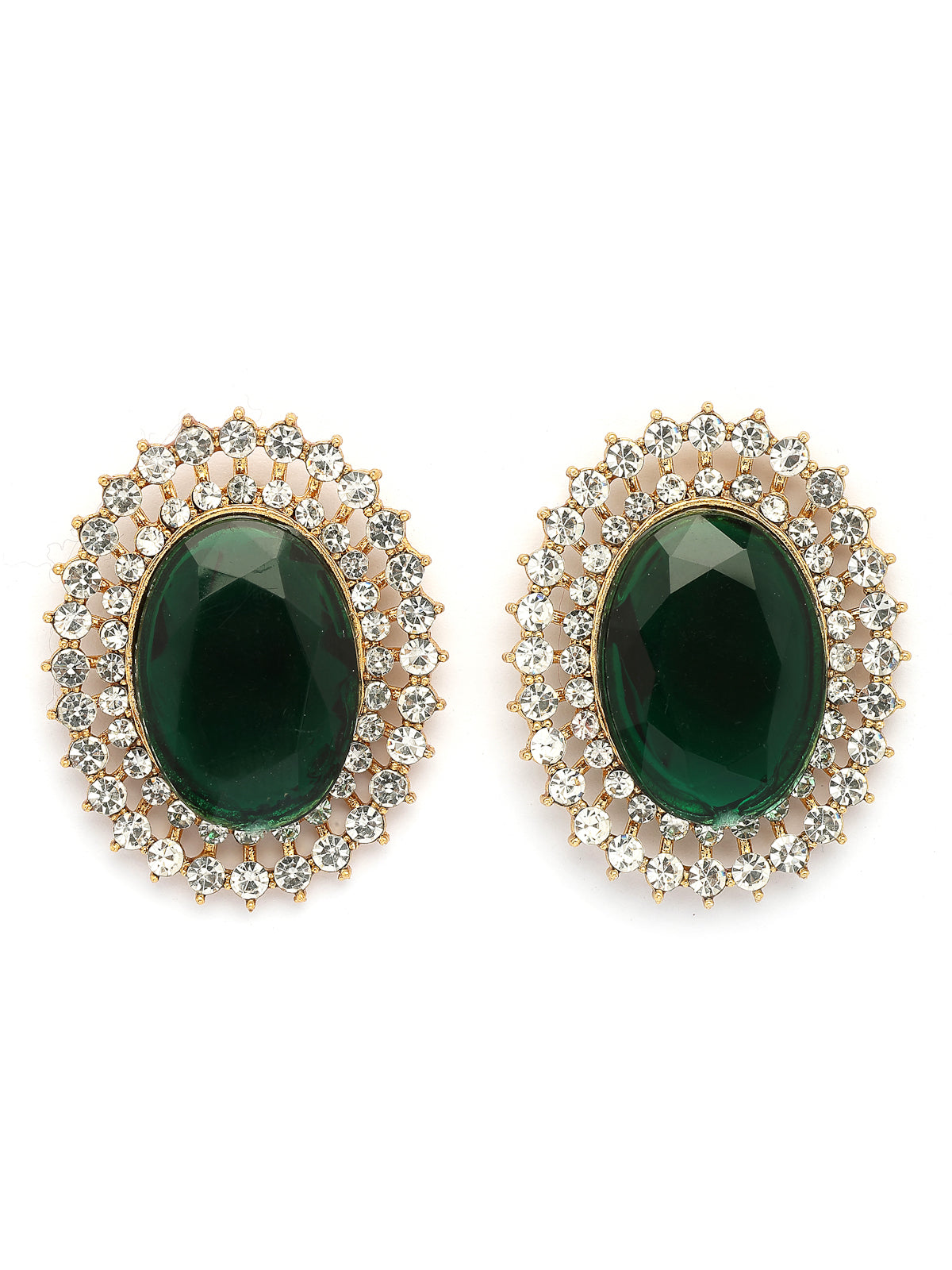 Sukkhi Eye-Catchy Gold Plated with Multi String Faux Pearls Green Choker Necklace with Studs Earring Jewellery Set For Women & Girls|NS107390