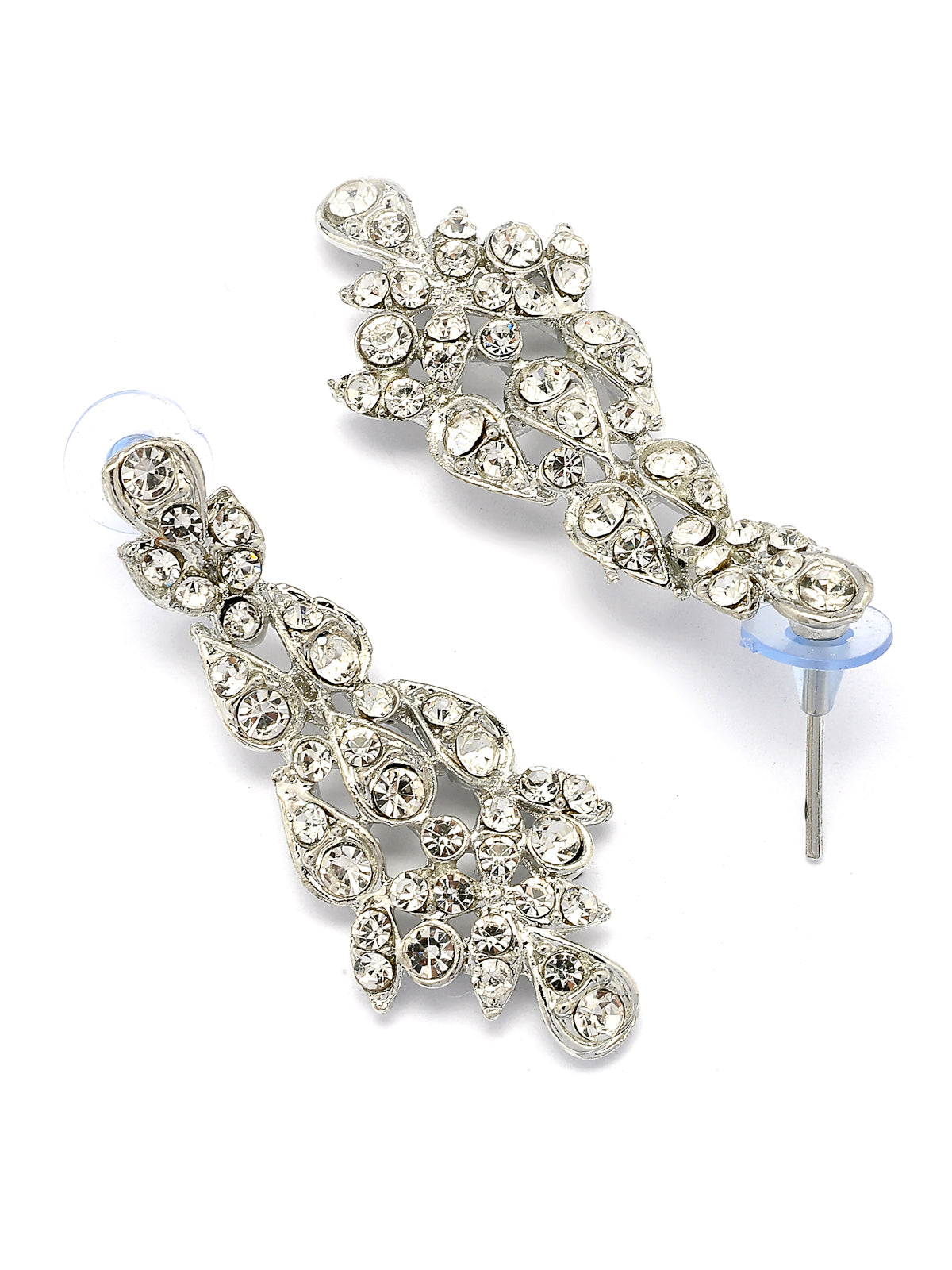 Sukkhi Pretty Stylish American Diamond Studded Rhodium Silver Plated Choker Necklace with Dangle Earring Jewellery Set for Women & Girls|Perfect for All Parties & Festive Occasions|NS107396