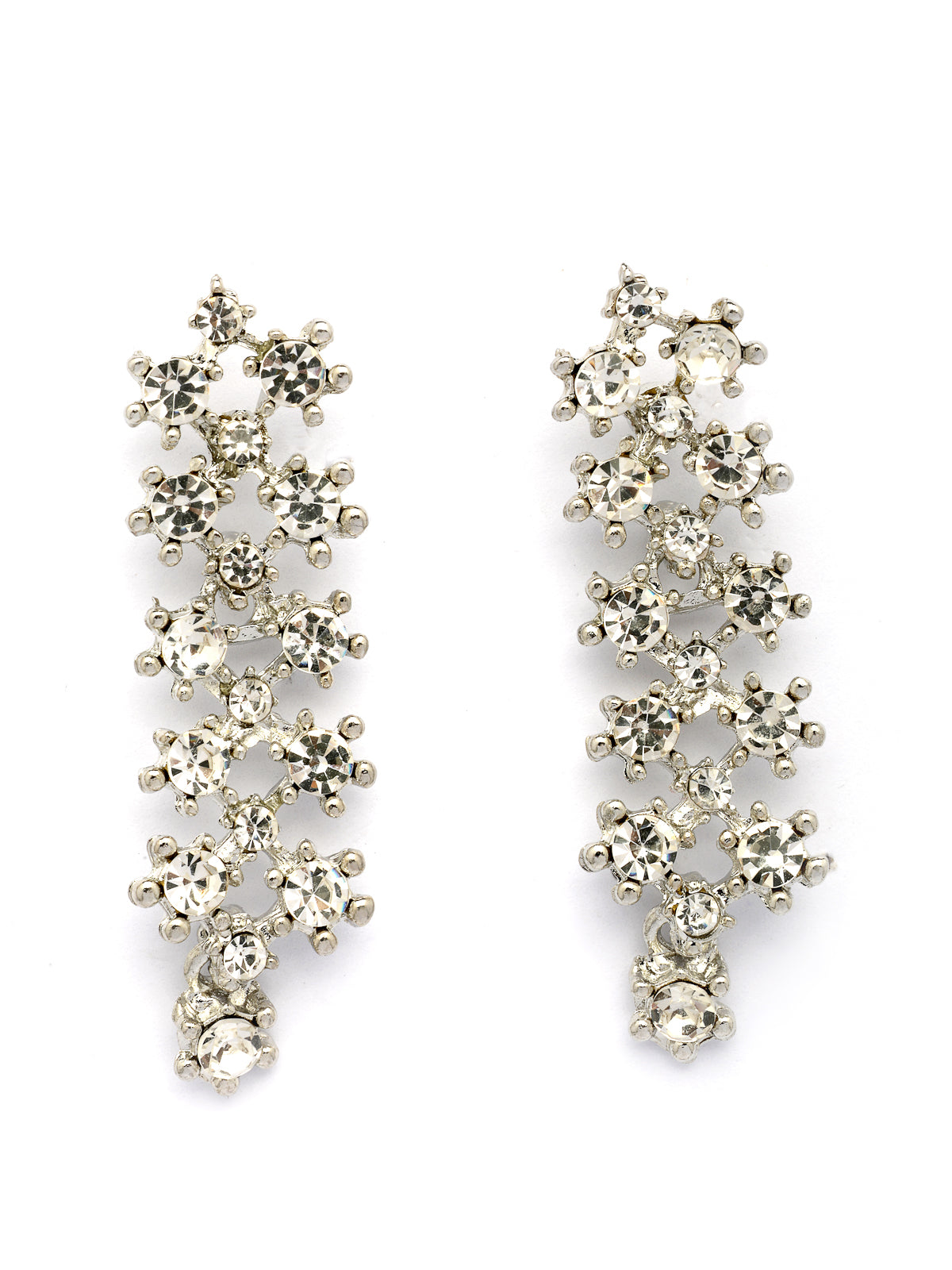 Sukkhi Attractive AD Diamond Studded Rhodium Silver Plated Choker Necklace with Dangle Earring Jewellery Set For Women & Girls|Best Suits for All Festive Occasions|NS107397