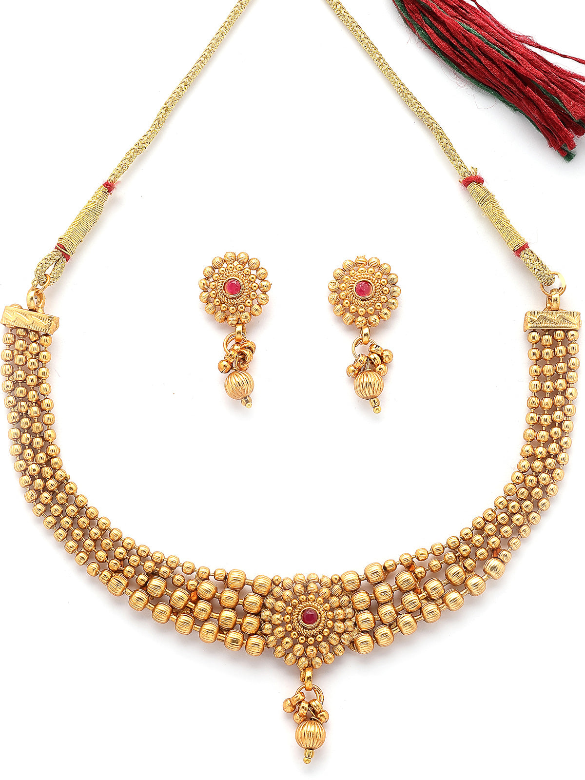 Sukkhi Classic Gold Plated Choker Necklace with Drop Earring Jewellery Set For Women & Girls|Suited for All Festive Occasions|NS107402