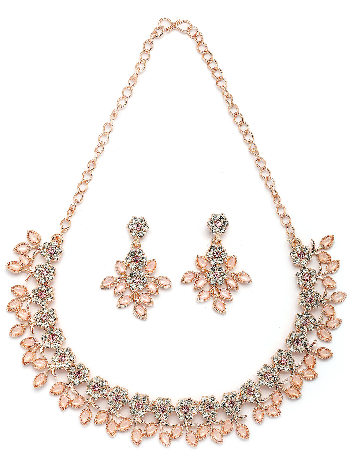 Sukkhi Charming Design Gold Plated AD Stone with Floral & Leaf Shaped Purple Choker Necklace with Dangle Earring Jewellery Set For Women & Girls|NS107406