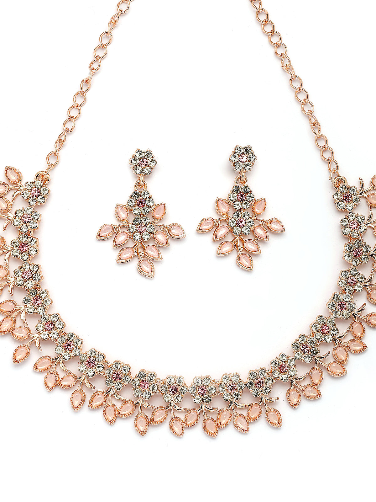 Sukkhi Charming Design Gold Plated AD Stone with Floral & Leaf Shaped Purple Choker Necklace with Dangle Earring Jewellery Set For Women & Girls|NS107406