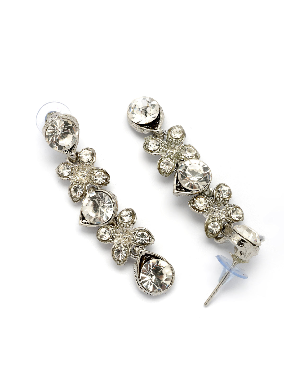 Sukkhi Princess Style AD Stone with Rhodium Plated Silver Choker Necklace with Drop Earring Jewellery Set For Women & Girls|NS107407