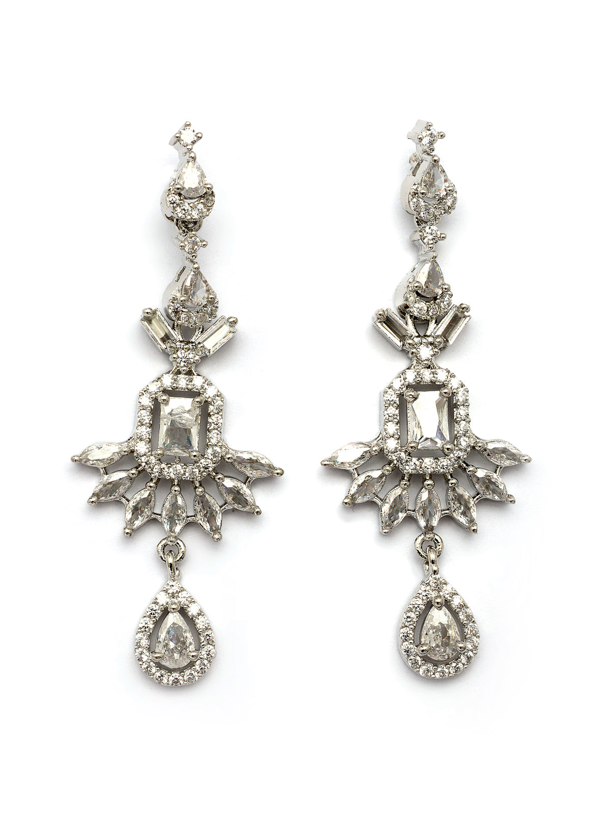 Sukkhi Impressive Stylish American Diamond Studded with Rhodium Silver Tone Plated Choker Necklace & Drop Earrings Jewellery Set for Women & Girs|NS107411