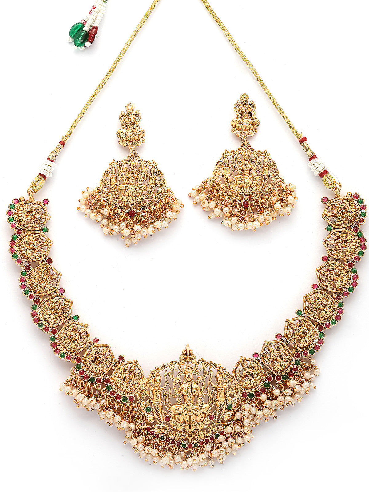 Sukkhi South Indian Traditional Matte Gold Plated Maharani Haar Choker Necklace with Dangle Earring Jewellery Set for Women & Girls|NS107414_1