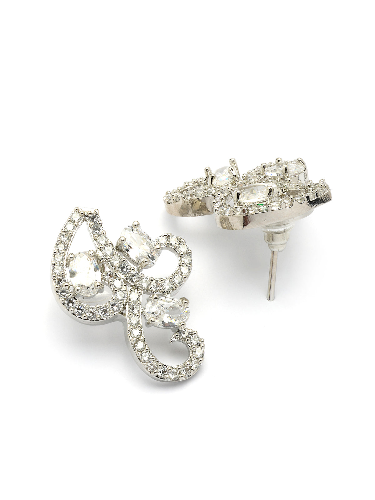 Sukkhi Western Fashion Style Rhodium Plated with Silver Toned Cubic Zirconia Stones Studded White Choker Necklace with Studs Earring Jewellery Set For Women & Girls|NS107422