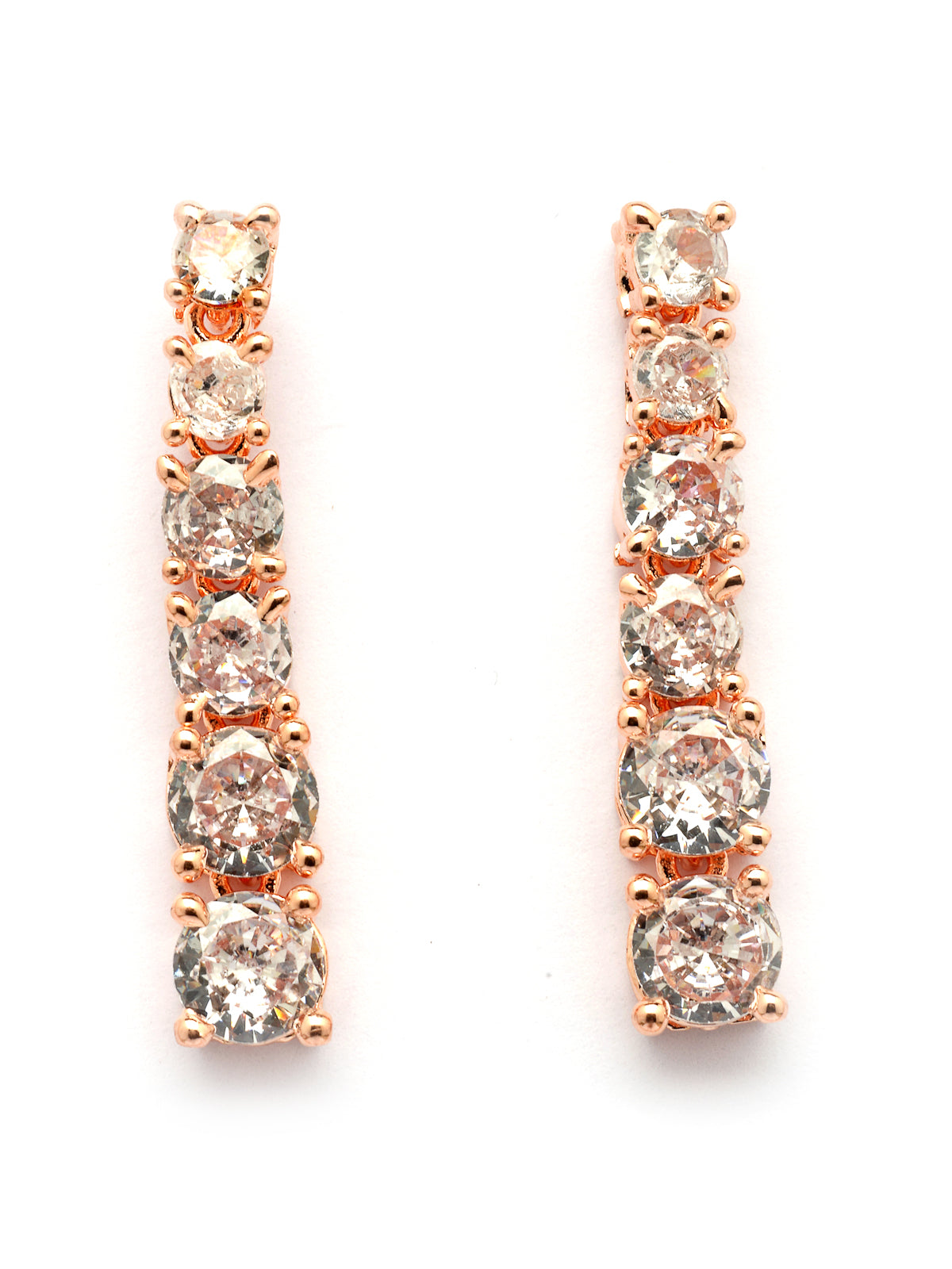 Sukkhi Classic Style American Diamond Studded Rose Gold Plated Handmade Circle Choker Necklace With Dangle Earrings Jewellery Set for Women & Girs|NS107427