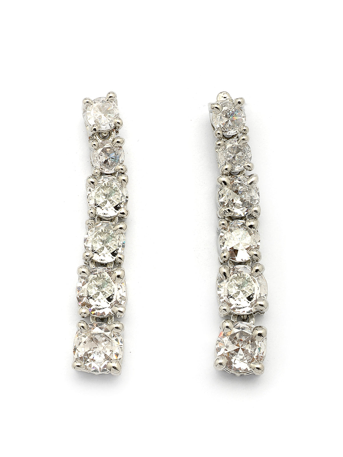 Sukkhi Classic Style American Diamond Studded Rhodium Silver Plated Handmade Circle White Choker Necklace With Dangle Earrings Jewellery Set for Women & Girs|NS107428