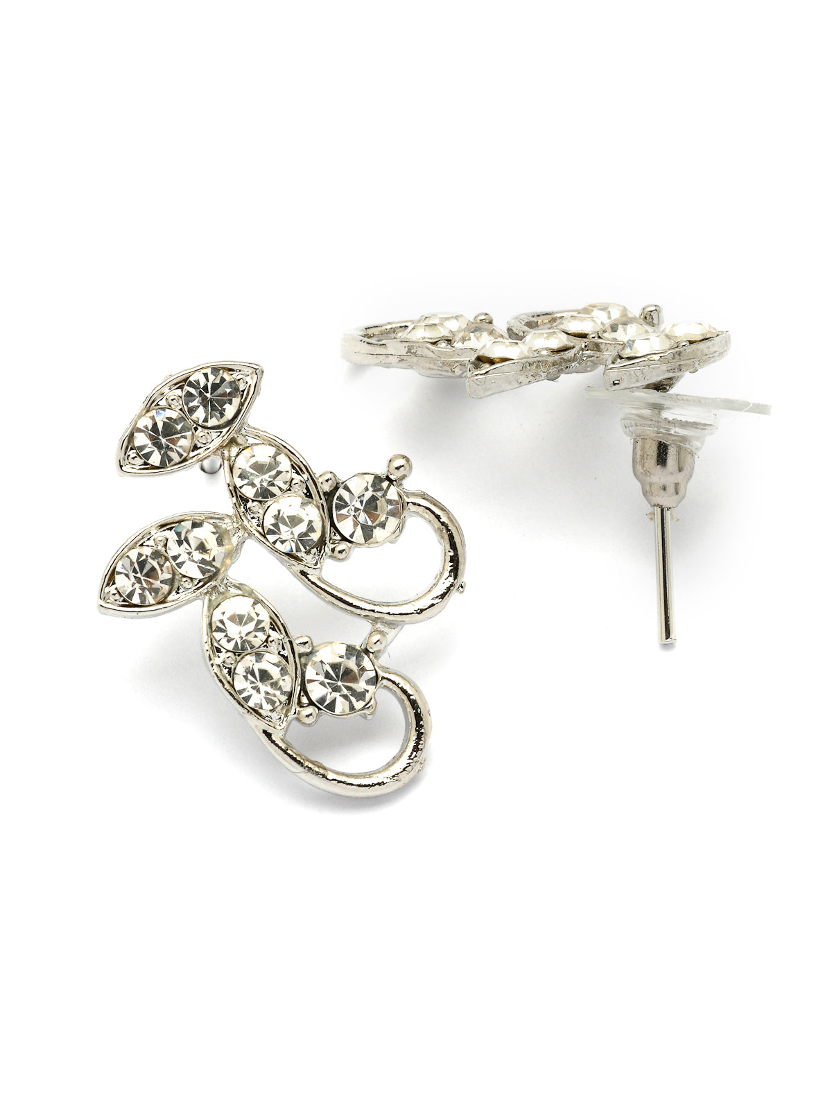 Sukkhi Stylish Rhodium Plated AD Stones Silver Choker Necklace Set with Studs Earrings Jewellery for Women & Girls|Jewellery for Party, Wedding, and Festive Occasions for Women|NS107474