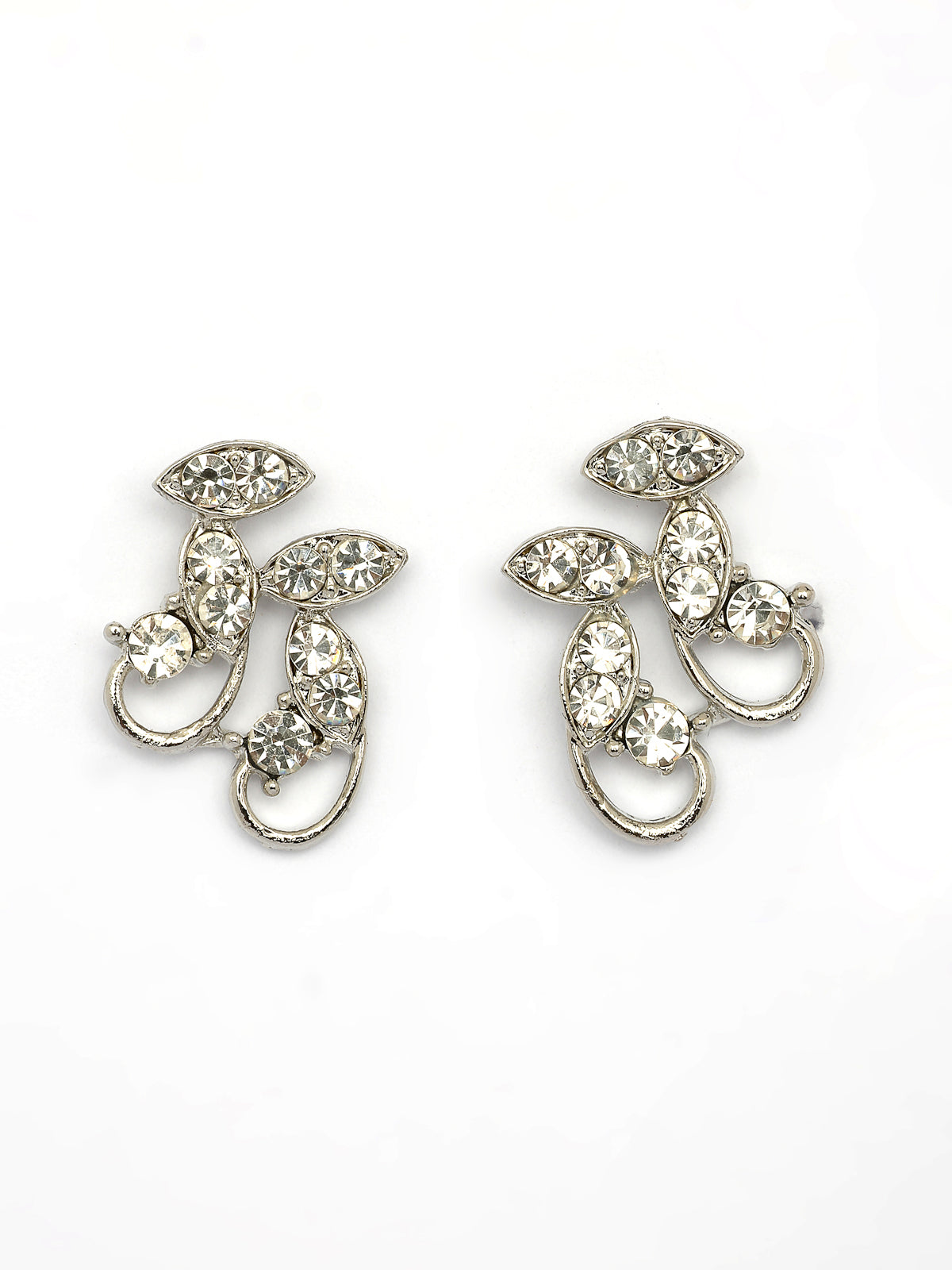 Sukkhi Stylish Rhodium Plated AD Stones Silver Choker Necklace Set with Studs Earrings Jewellery for Women & Girls|Jewellery for Party, Wedding, and Festive Occasions for Women|NS107474