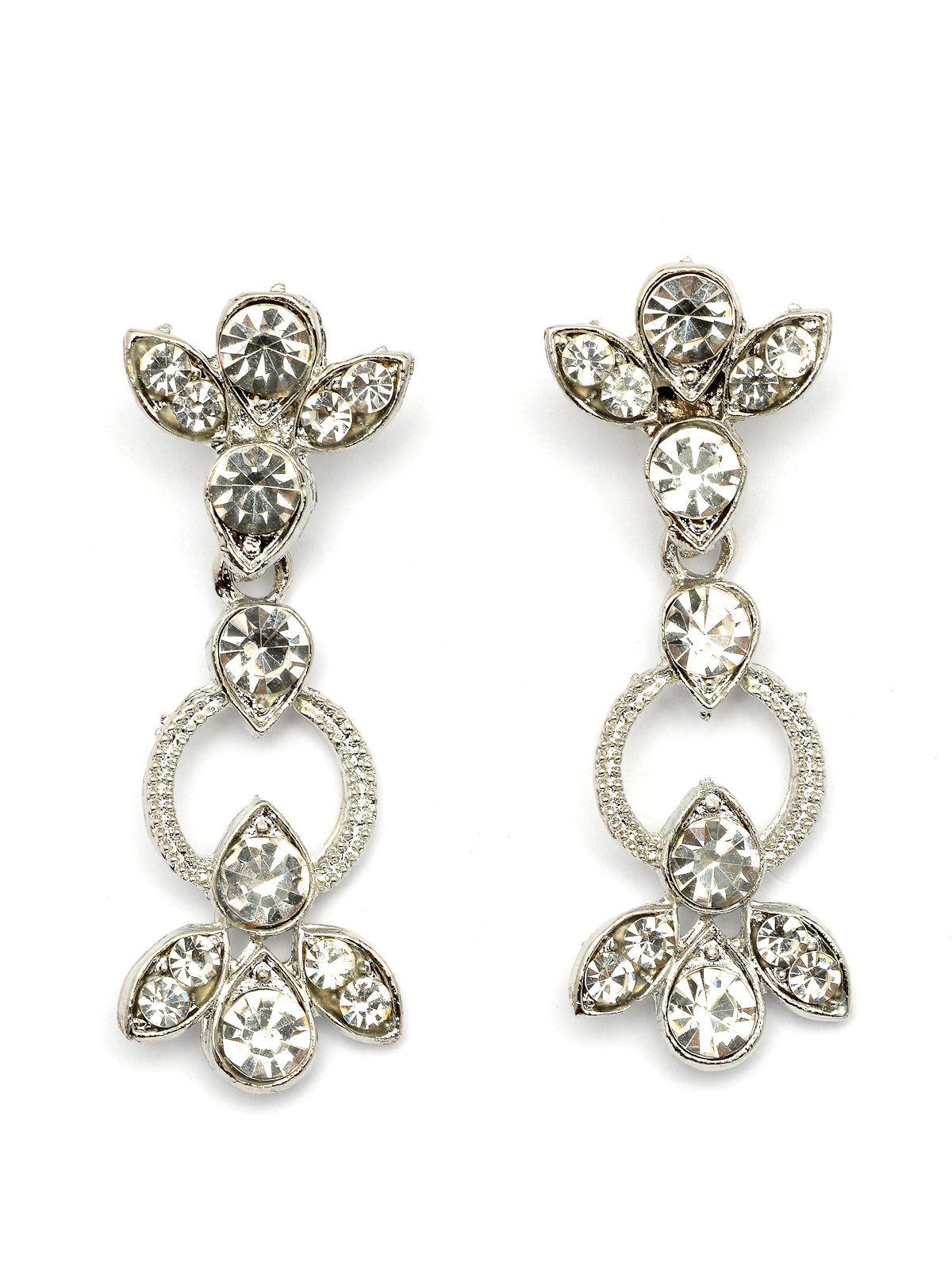 Sukkhi Latest Stylish Rhodium Plated AD Stones Studded Silver Choker Necklace Set with Drop Earrings Jewellery for Women & Girs|Jewellery for Party, Wedding, and Festive Occasions for Women|NS107475