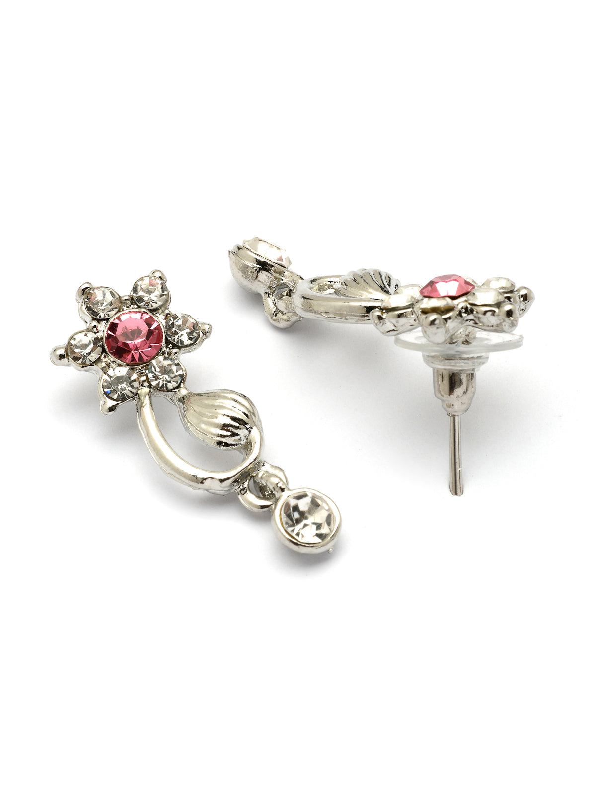 Sukkhi Floral Design with Rhodium Plated AD Stones Silver Choker Necklace Set with Drop Earrings Jewellery for Women & Girls|Jewellery for Party, Wedding, and Festive Occasions for Women|NS107479