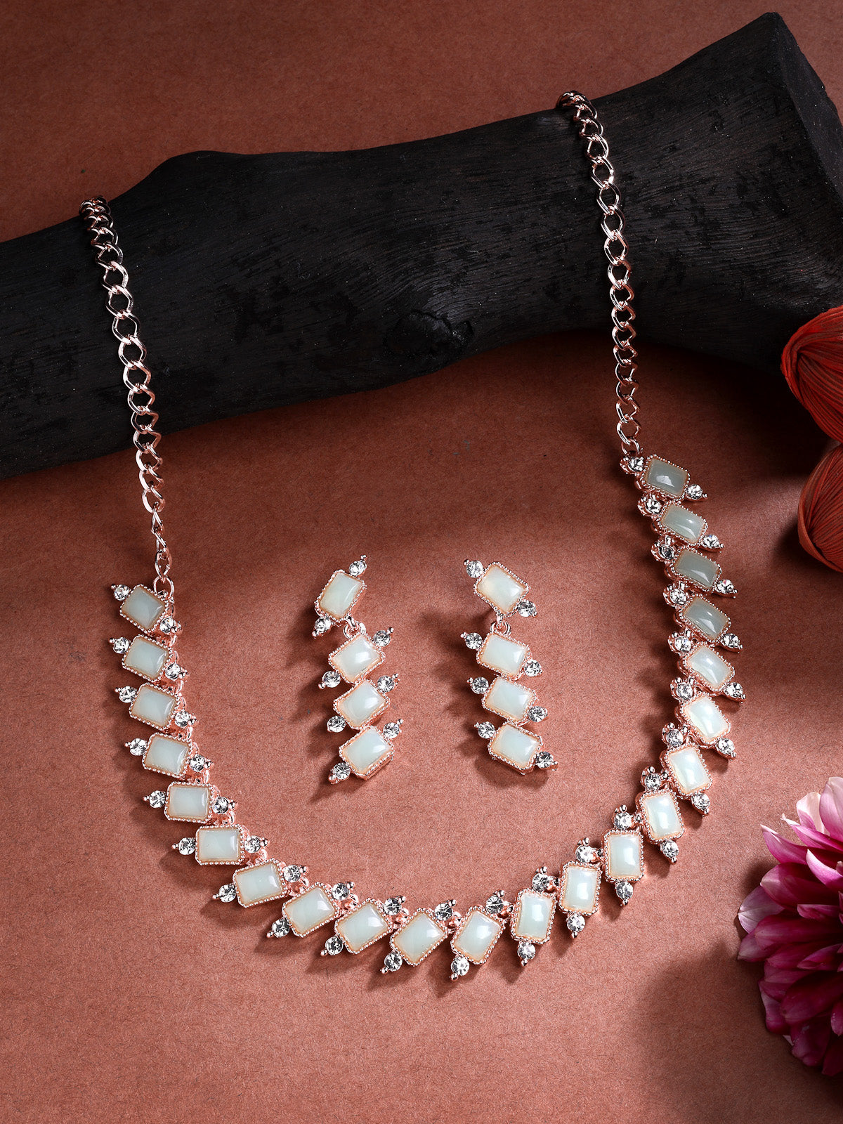 Sukkhi Charming Gold Plated AD Stones Mint Green Choker Necklace Set with Dangle Earrings Jewellery for Women & Girls|Jewellery for Party, Wedding, and Festive Occasions for Women|NS107480