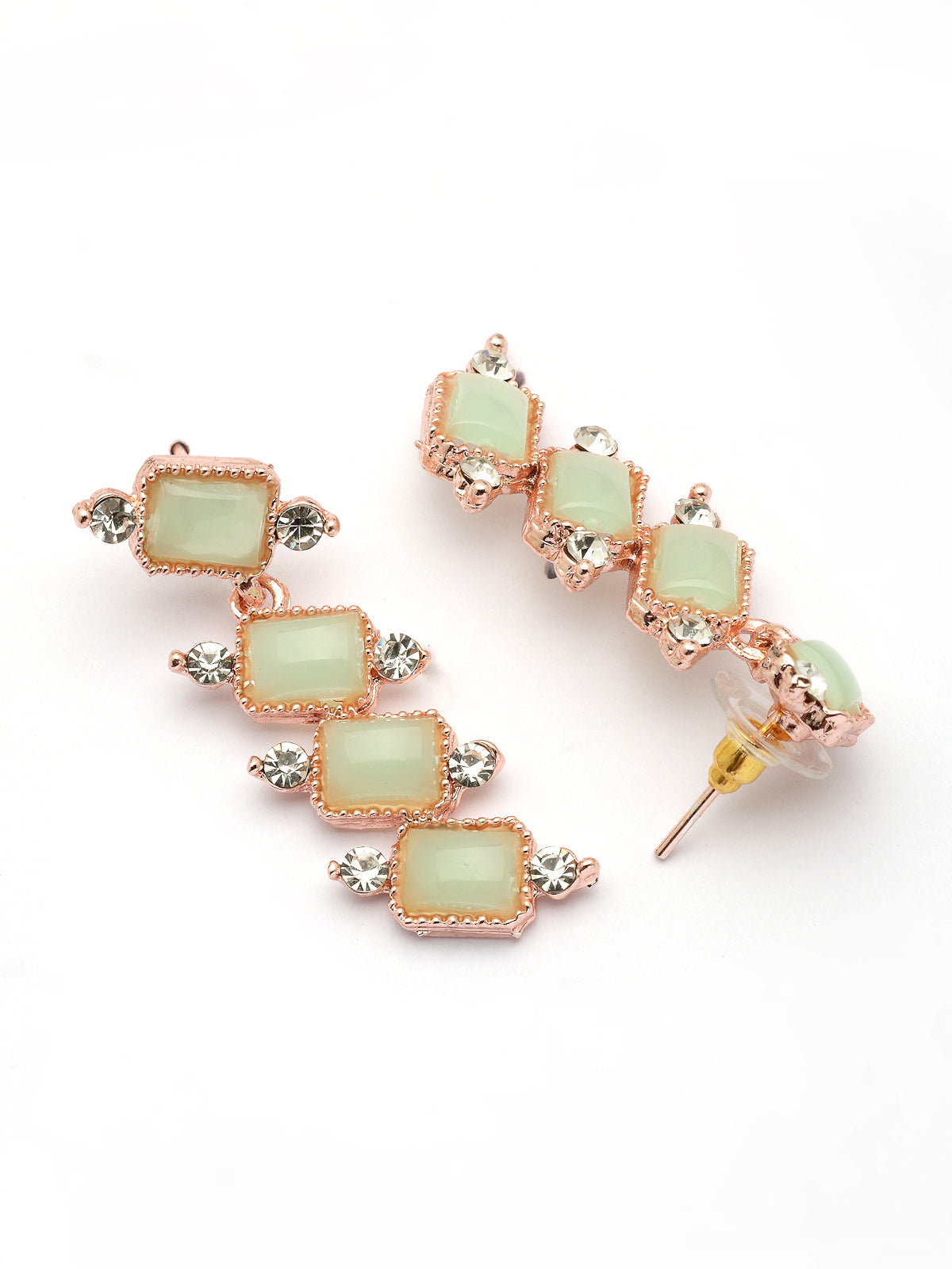 Sukkhi Charming Gold Plated AD Stones Mint Green Choker Necklace Set with Dangle Earrings Jewellery for Women & Girls|Jewellery for Party, Wedding, and Festive Occasions for Women|NS107480