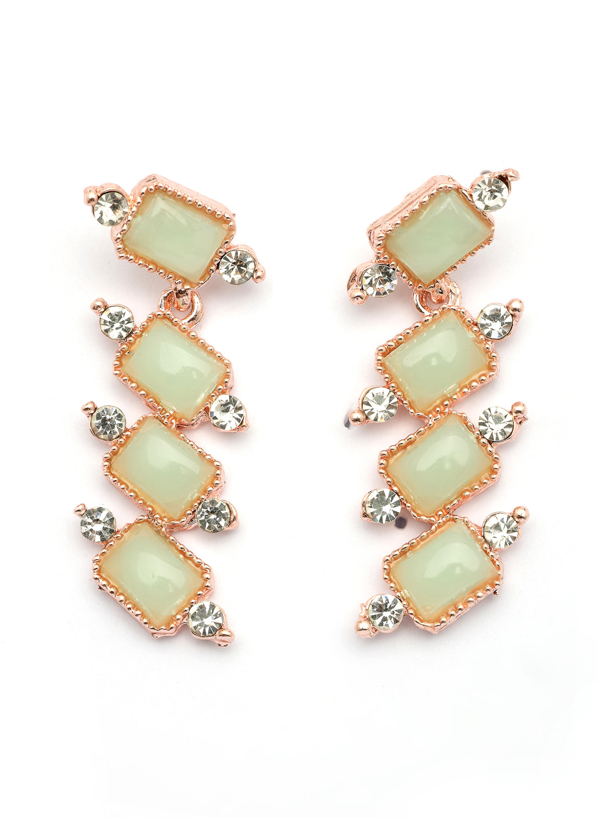 Sukkhi Charming Gold Plated AD Stones Mint Green Choker Necklace Set with Dangle Earrings Jewellery for Women & Girls|Jewellery for Party, Wedding, and Festive Occasions for Women|NS107480