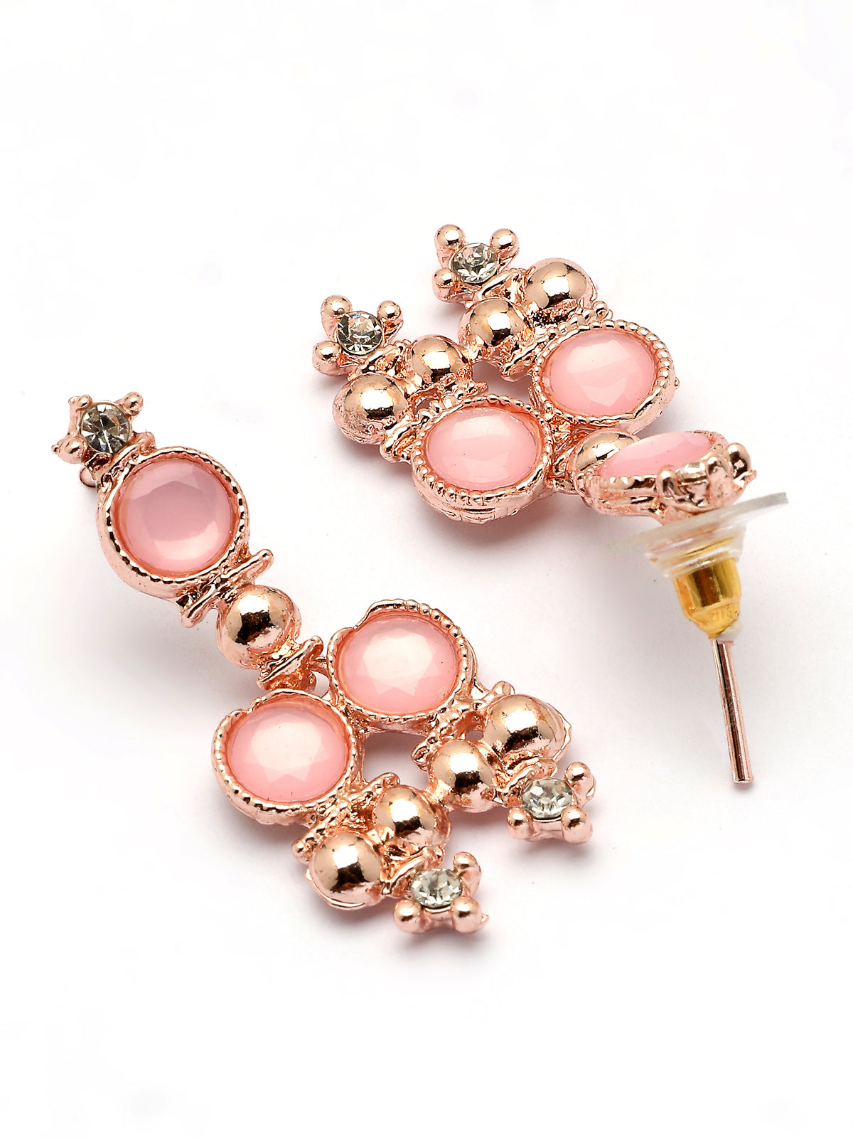 Sukkhi Pretty Pink with Gold Plated AD Stones Studded Choker Necklace Set with Drop Earrings Jewellery for Women & Girls|Jewellery for Party, Wedding, and Festive Occasions for Women|NS107485