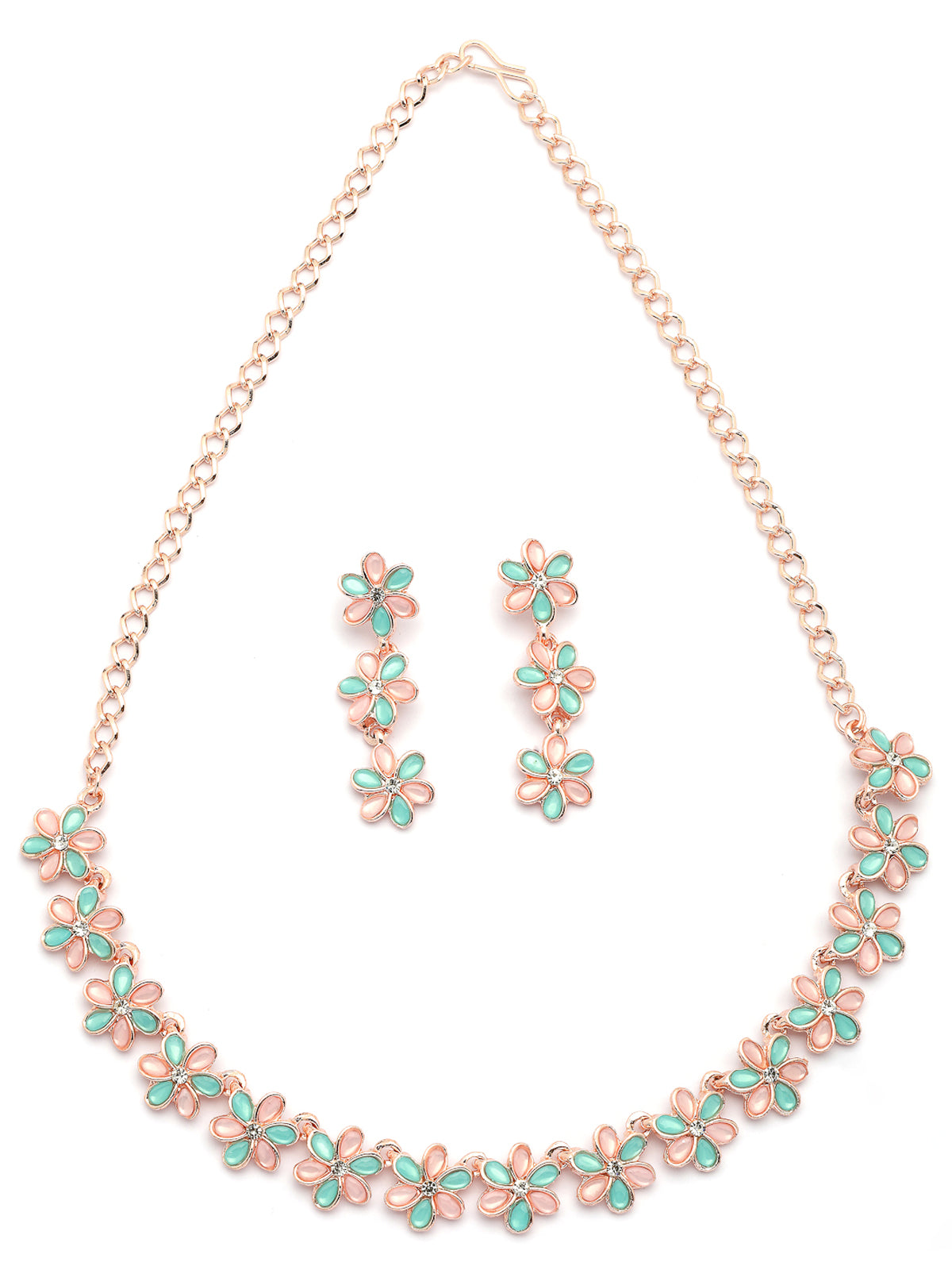 Sukkhi Flawless Stylish Design Gold Plated AD Stones Pink Choker Necklace Set with Dangle Earrings Jewellery for Women & Girls|Jewellery for Party, Wedding, and Festive Occasions for Women|NS107488