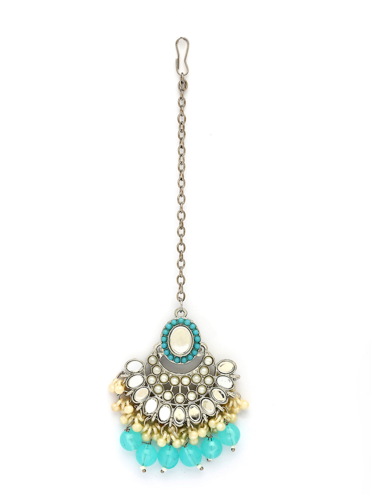 Sukkhi Traditional Rhodium Plated with AD Beads Choker Necklace Set Earring and Maangtikka Jewellery Set for Women|NS107522