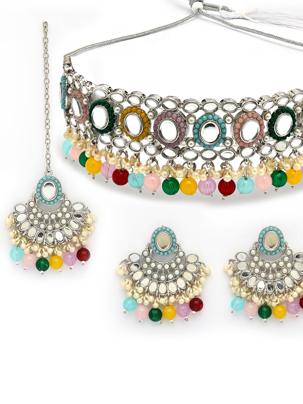 Sukkhi Fashion-Forward Gold Plated with AD Beads Choker Necklace Set Earring and Maangtikka Jewellery Set for Women|NS107529