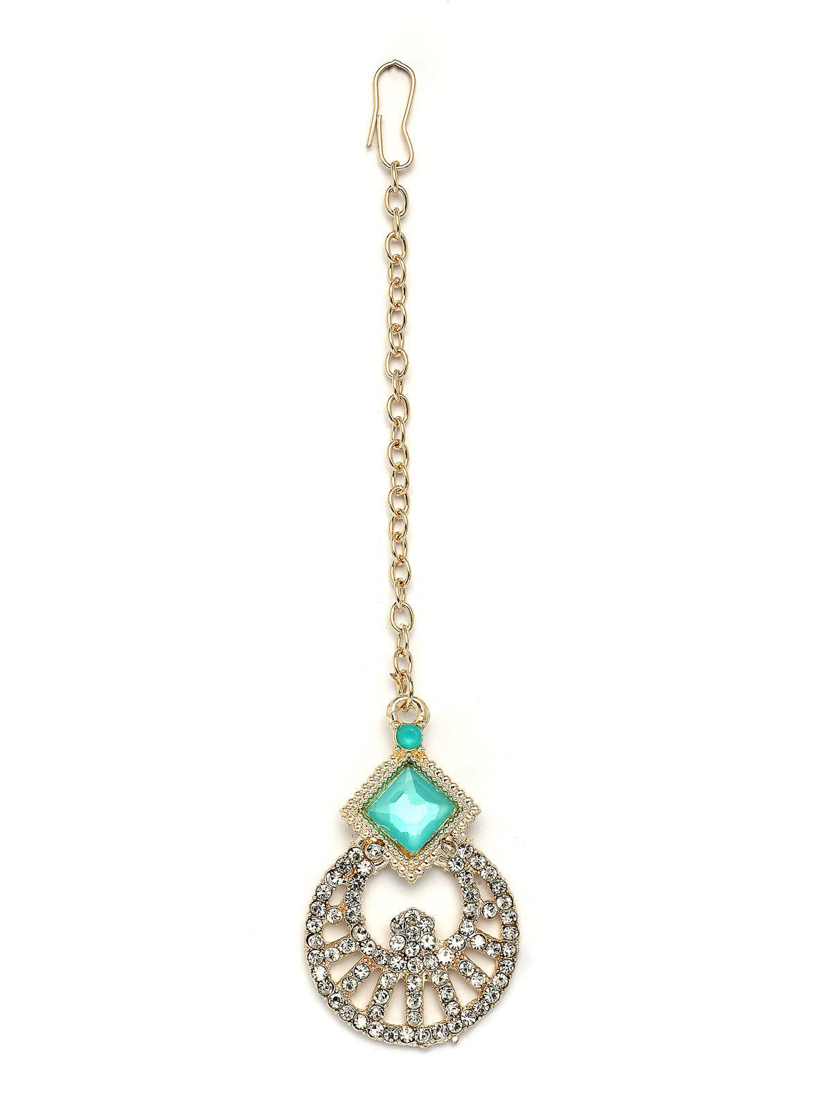 Sukkhi Decent Gold Plated AD Stones & Beads Choker Necklace Set With Earring And Maangtika | Jewellery Set For Women|NS107543