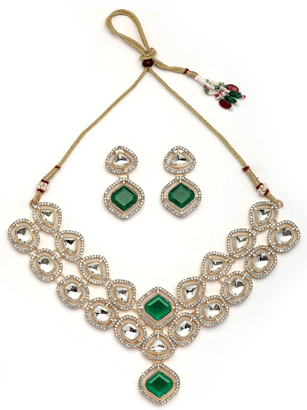 Sukkhi Trendy Stylish Gold Plated AD Stones Studded Choker Necklace Set with Drop Earrings Jewellery for Women & Girls|Jewellery for Party, Wedding, and Festive Occasions for Women|NS107544