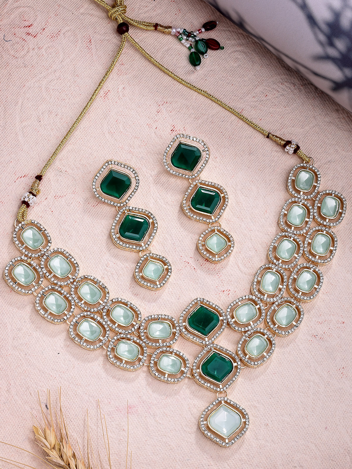 Sukkhi Charming Gold Plated AD Stones Studded Choker Necklace Set with Dangle Earrings Jewellery for Women & Girls|Jewellery for Party, Wedding, and Festive Occasions for Women|NS107545