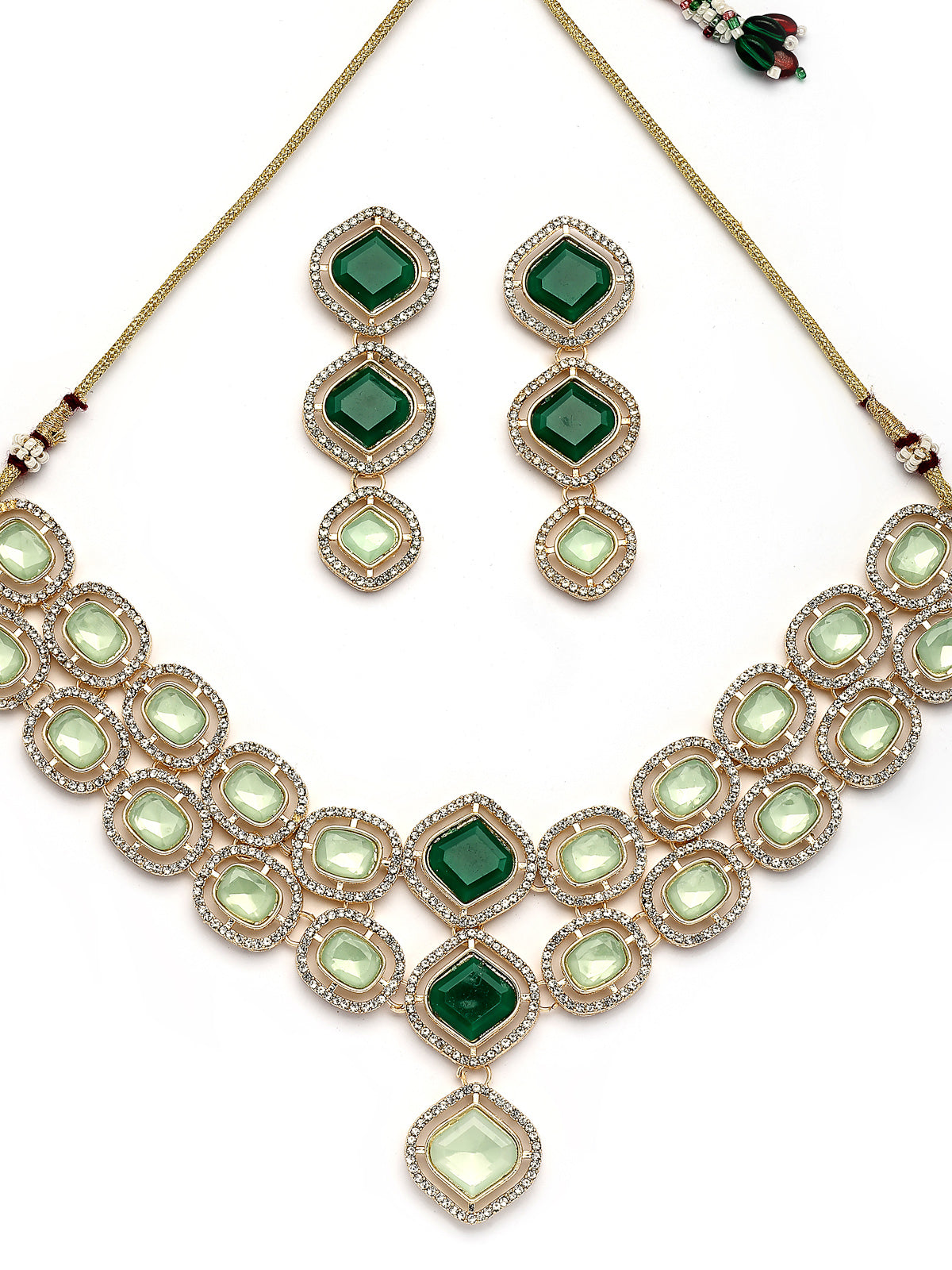 Sukkhi Charming Gold Plated AD Stones Studded Choker Necklace Set with Dangle Earrings Jewellery for Women & Girls|Jewellery for Party, Wedding, and Festive Occasions for Women|NS107545