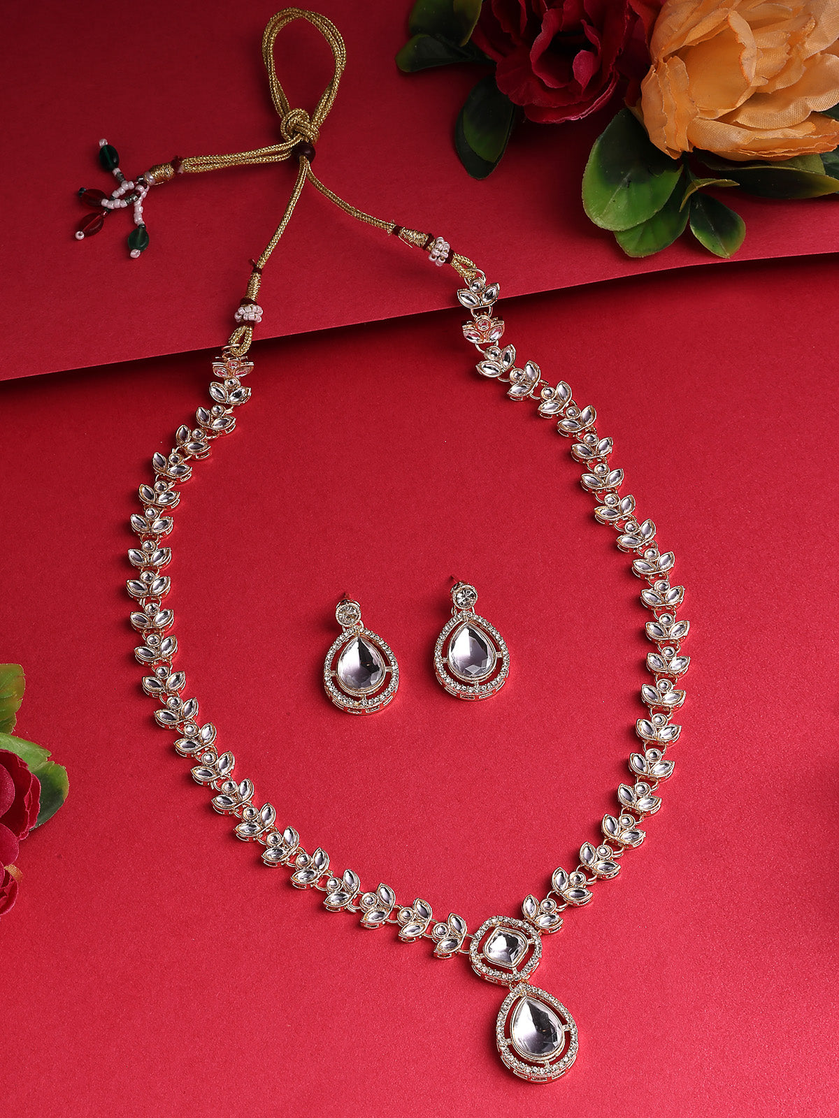 Sukkhi Stylish Fashionable Gold Plated AD Stones Studded Choker Necklace Set with Drop Earrings Jewellery for Women & Girls|Jewellery for Party, Wedding, and Festive Occasions for Women|NS107554