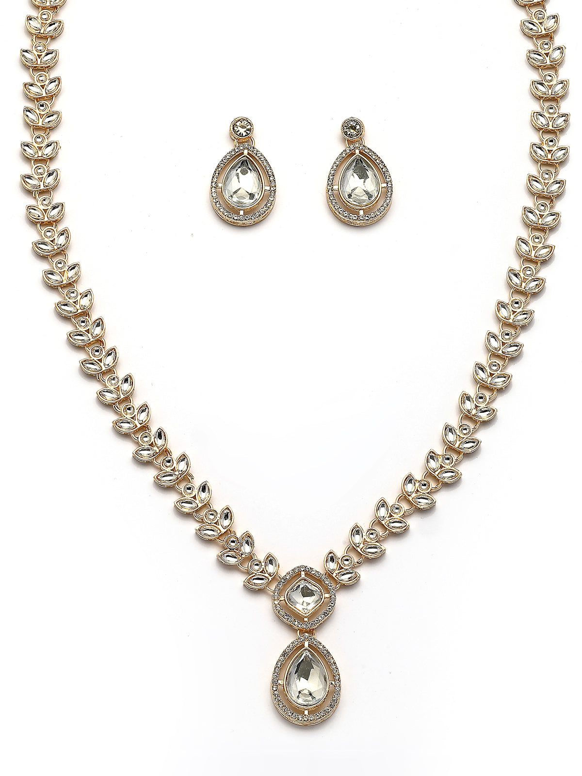 Sukkhi Stylish Fashionable Gold Plated AD Stones Studded Choker Necklace Set with Drop Earrings Jewellery for Women & Girls|Jewellery for Party, Wedding, and Festive Occasions for Women|NS107554