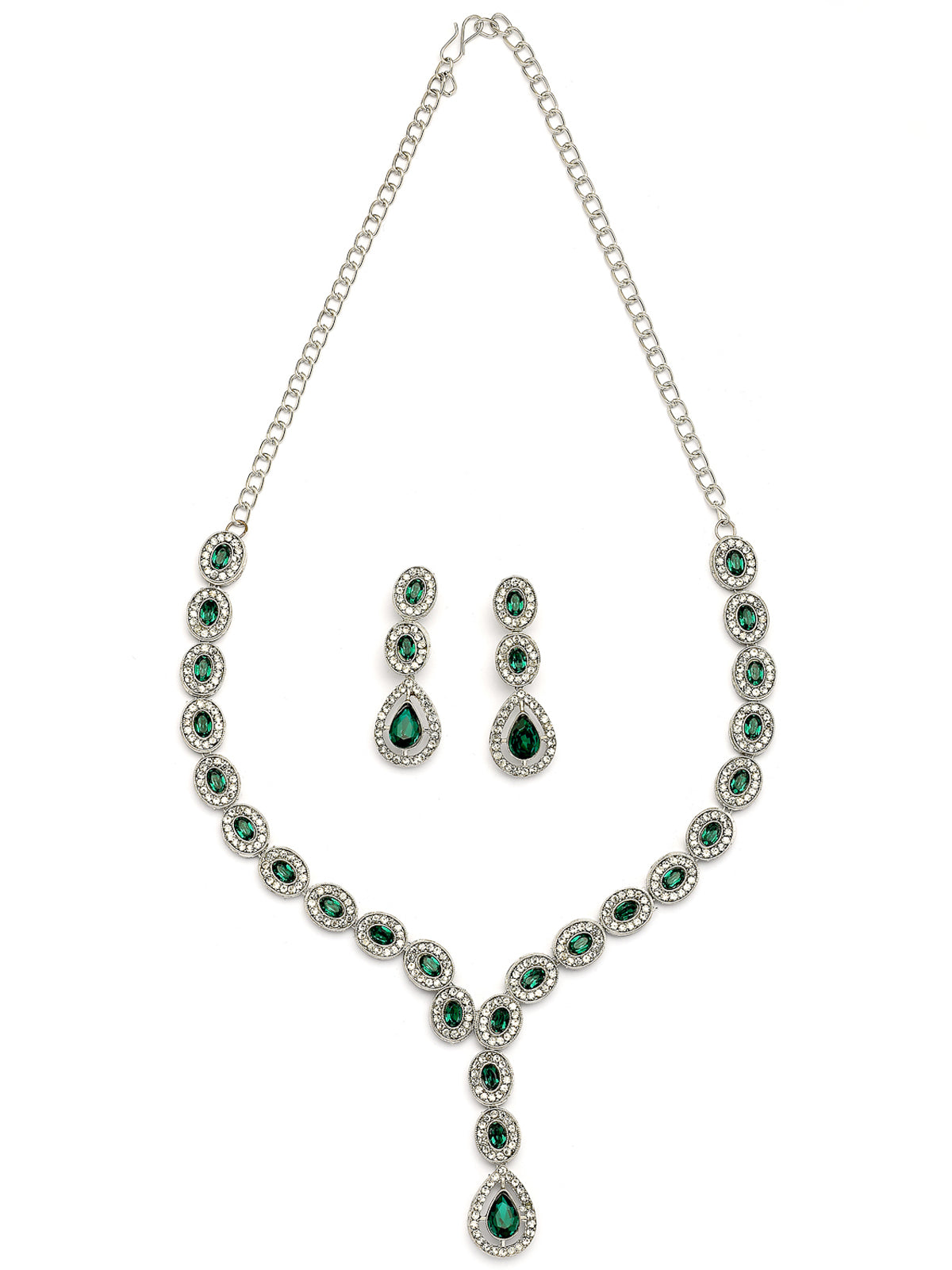 Sukkhi Unique Stylish Gold Plated AD Stones Studded Green Choker Necklace Set with Drop Earrings Jewellery for Women & Girls|Jewellery for Party, Wedding, and Festive Occasions for Women|NS107559