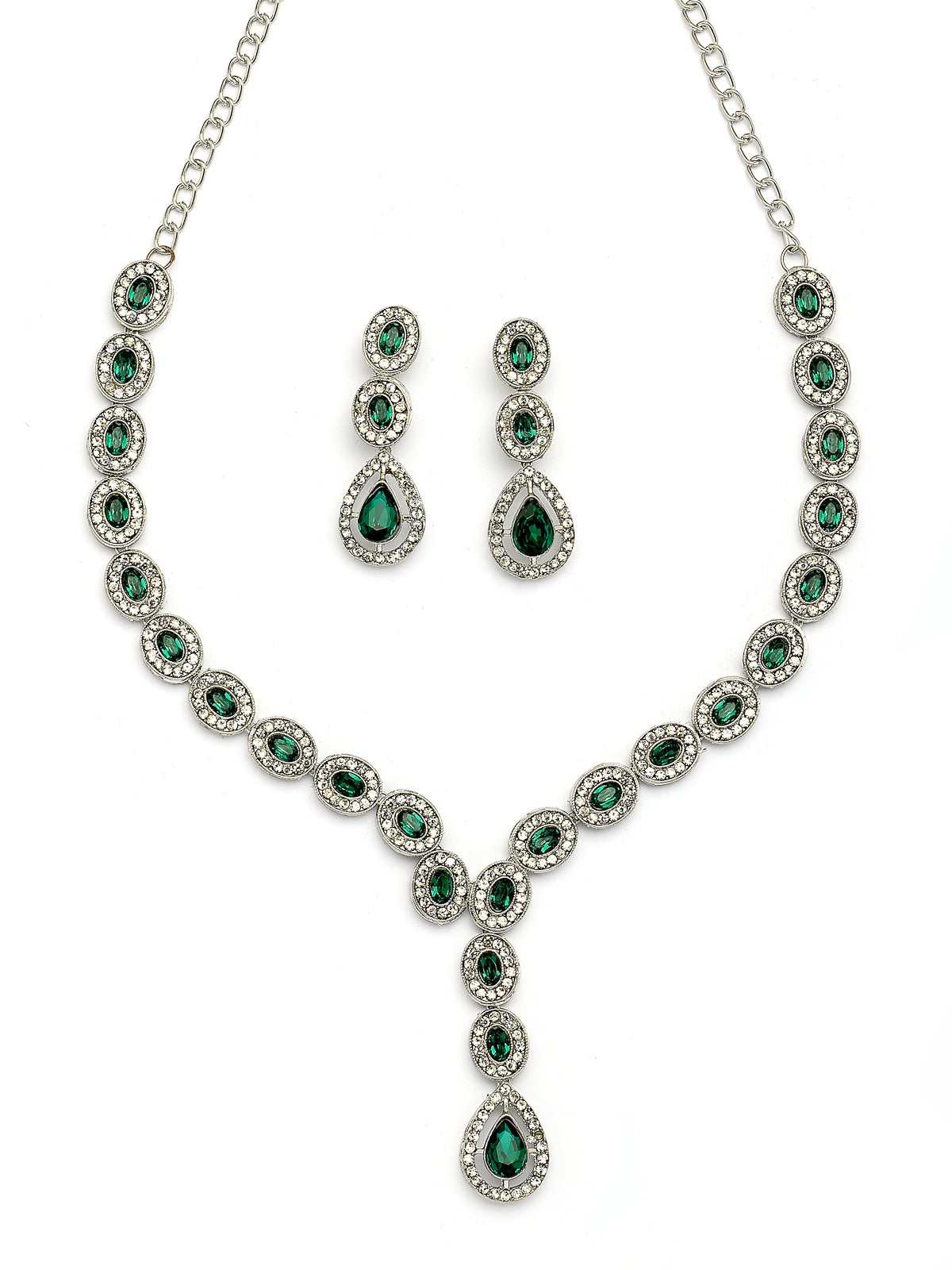 Sukkhi Unique Stylish Gold Plated AD Stones Studded Green Choker Necklace Set with Drop Earrings Jewellery for Women & Girls|Jewellery for Party, Wedding, and Festive Occasions for Women|NS107559