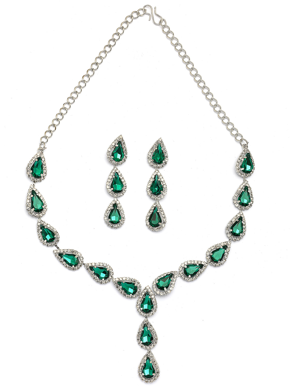 Sukkhi Pear Shaped with Gold Plated AD Stones Studded Green Choker Necklace Set with Drop Earrings Jewellery for Women & Girls|Jewellery for Party, Wedding, and Festive Occasions for Women|NS107560