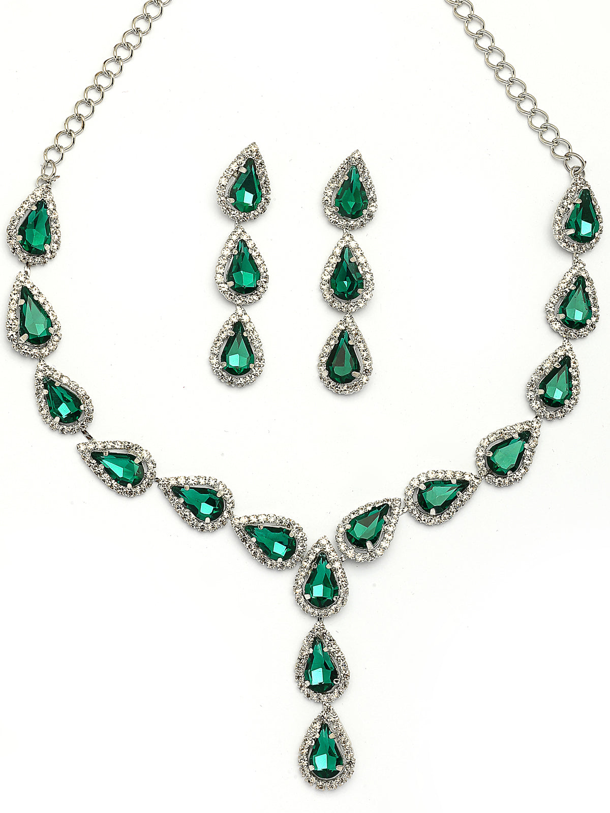 Sukkhi Pear Shaped with Gold Plated AD Stones Studded Green Choker Necklace Set with Drop Earrings Jewellery for Women & Girls|Jewellery for Party, Wedding, and Festive Occasions for Women|NS107560