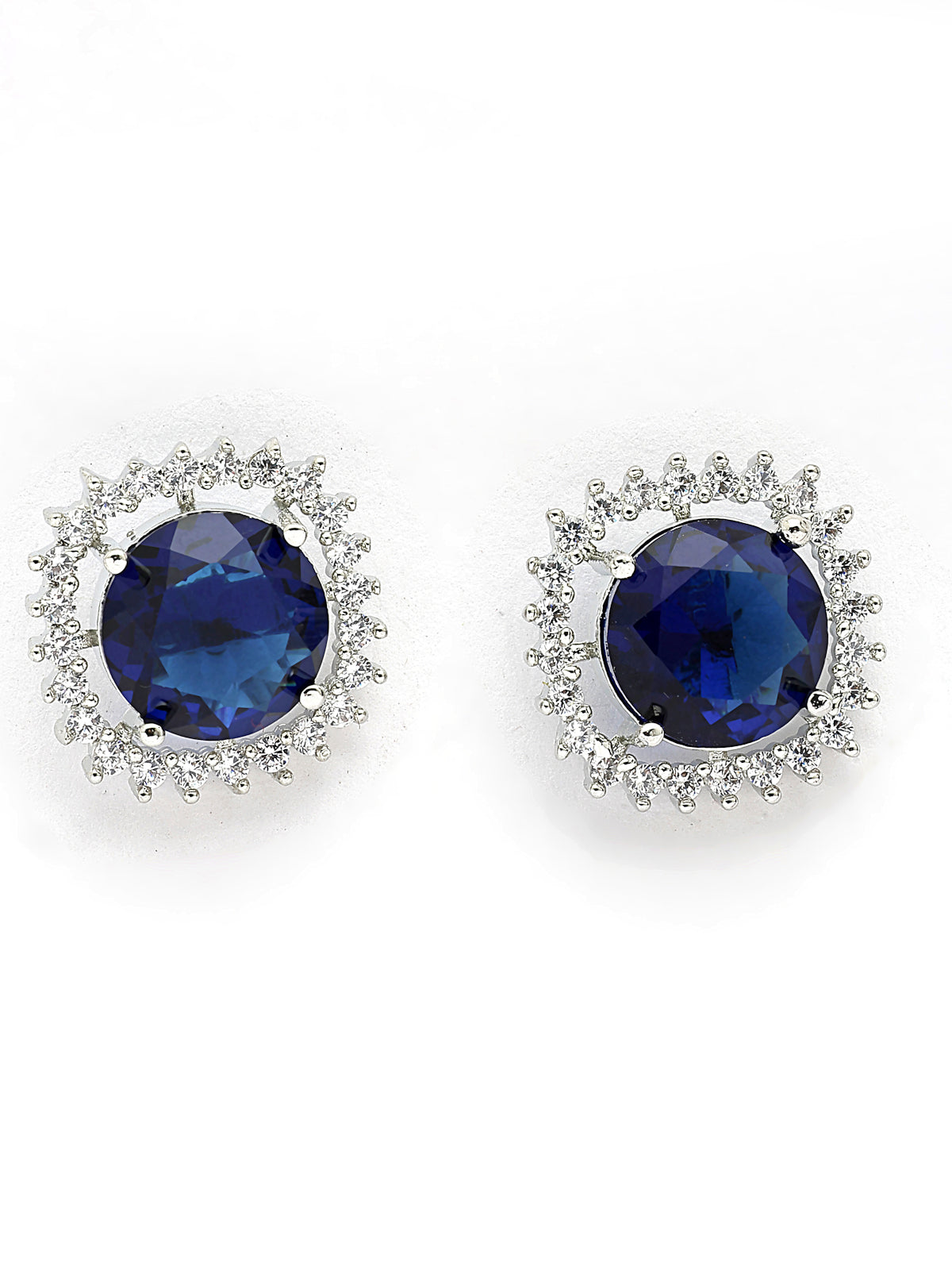 Sukkhi Iconic Blue Stylish Design Rhodium Plated Cubic Zirconia Studded Brass Choker Necklace with Studs Earrings Jewellery Set for Women|Latest Stylish Gifts for All Occasions|NS116069