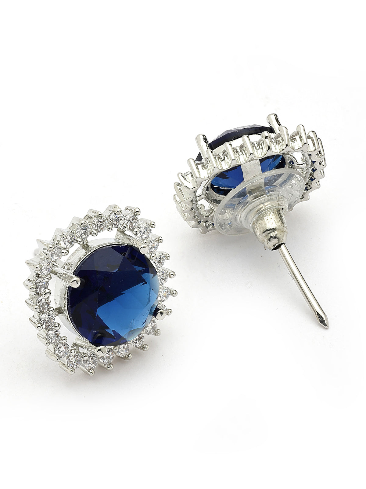 Sukkhi Iconic Blue Stylish Design Rhodium Plated Cubic Zirconia Studded Brass Choker Necklace with Studs Earrings Jewellery Set for Women|Latest Stylish Gifts for All Occasions|NS116069