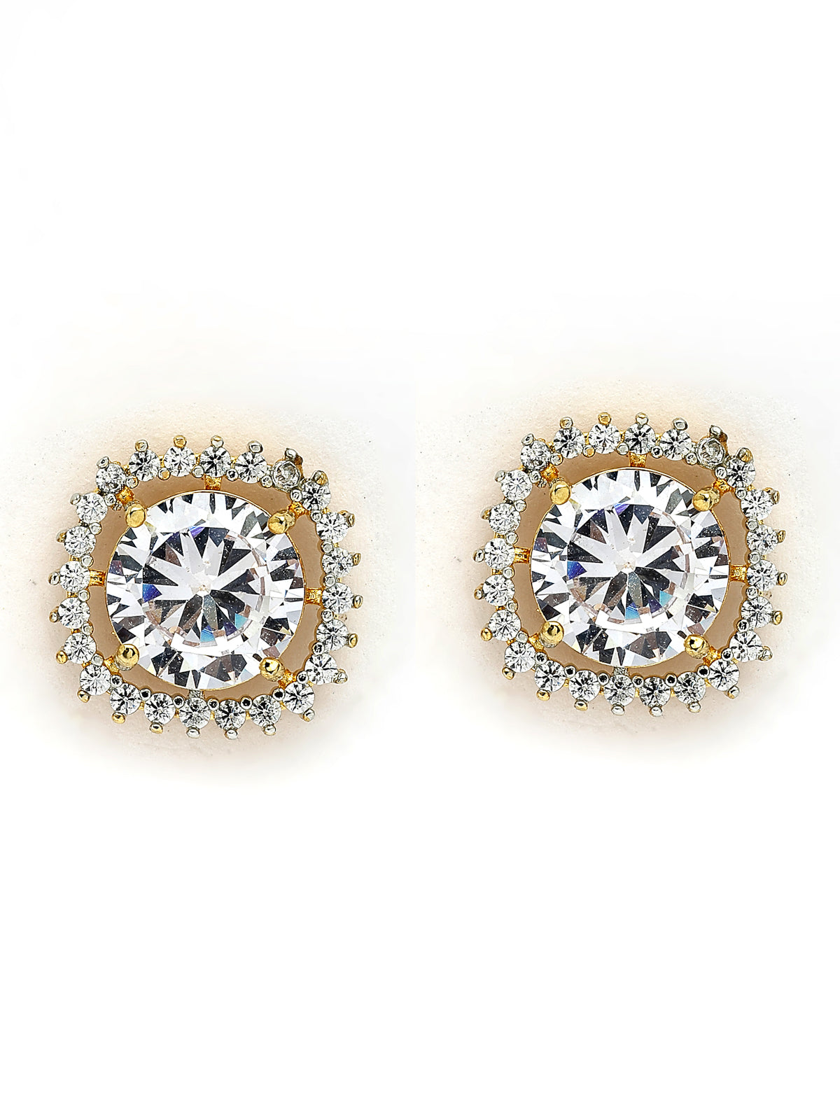 Sukkhi Attractive Gold Plated Cubic Zirconia Studded White Brass Choker Necklace with Studs Earrings Jewellery Set for Women|Latest Stylish Gifts for All Occasions|NS116072