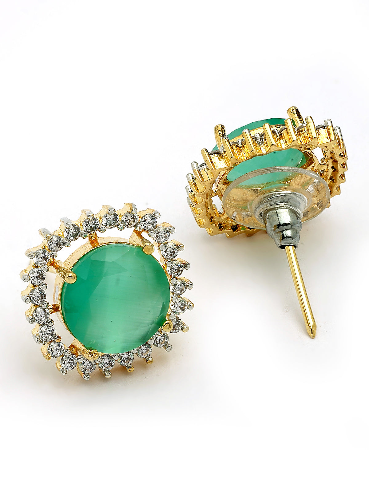 Sukkhi Glamorous Gold Plated Cubic Zirconia Studded Mint Green Brass Choker Necklace with Studs Earrings Jewellery Set for Women|Latest Stylish Gifts for All Occasions|NS116074