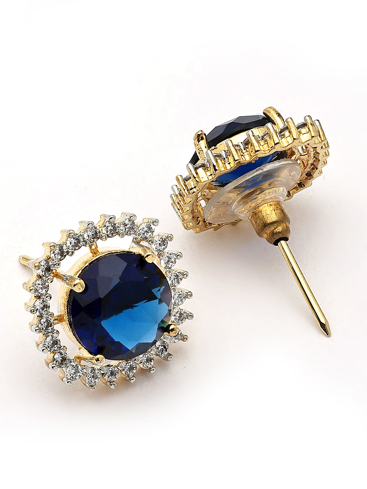 Sukkhi Lavish Gold Plated Cubic Zirconia Studded Blue Brass Choker Necklace with Studs Earrings Jewellery Set for Women|Latest Stylish Gifts for All Occasions|NS116075