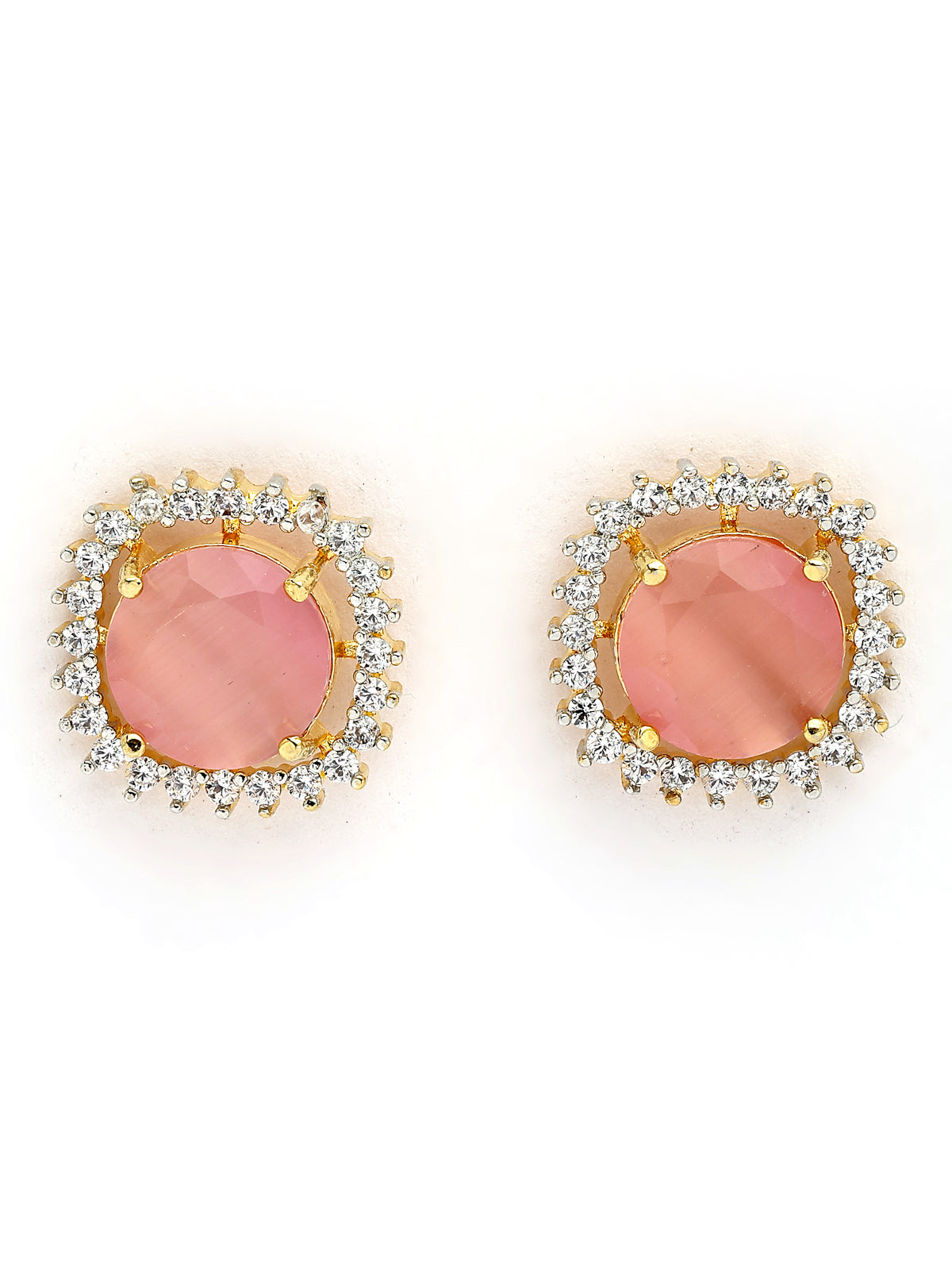 Sukkhi Attractive Pink Gold Plated Cubic Zirconia Studded Brass Choker Necklace with Studs Earrings Jewellery Set for Women|Latest Stylish Gifts for All Occasions|NS116077