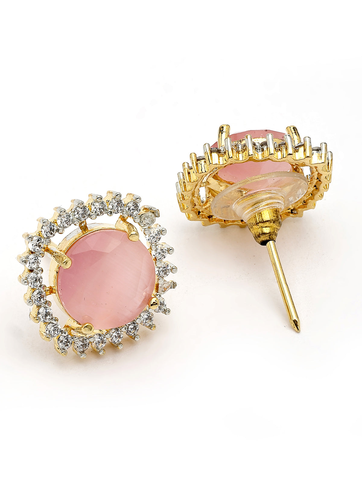 Sukkhi Attractive Pink Gold Plated Cubic Zirconia Studded Brass Choker Necklace with Studs Earrings Jewellery Set for Women|Latest Stylish Gifts for All Occasions|NS116077