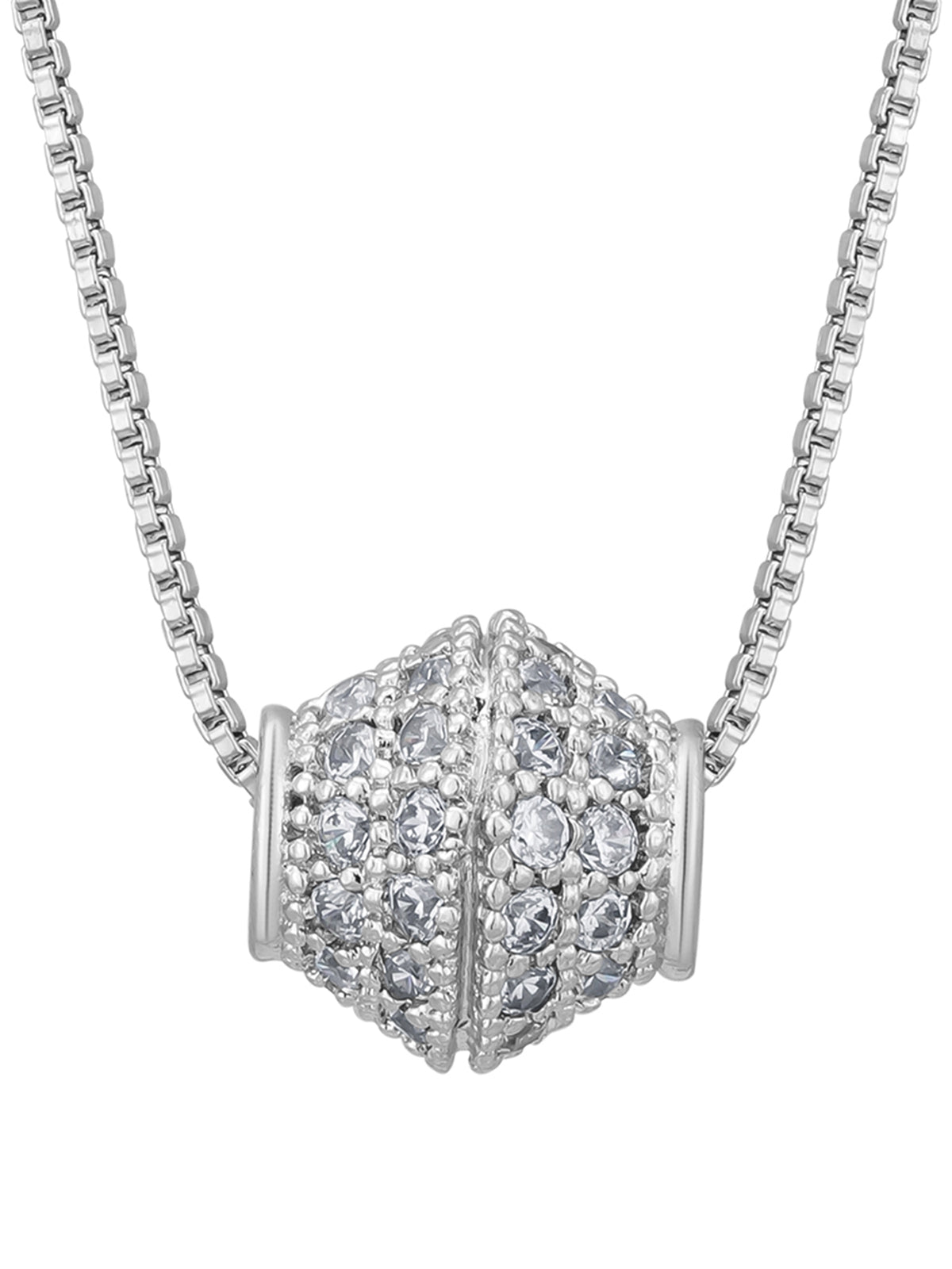 Pissara by Sukkhi Ethnic 925 Sterling Silver Cubic Zirconia Pendant With Chain For Women And Girls|with Authenticity Certificate, 925 Stamp & 6 Months Warranty P104608