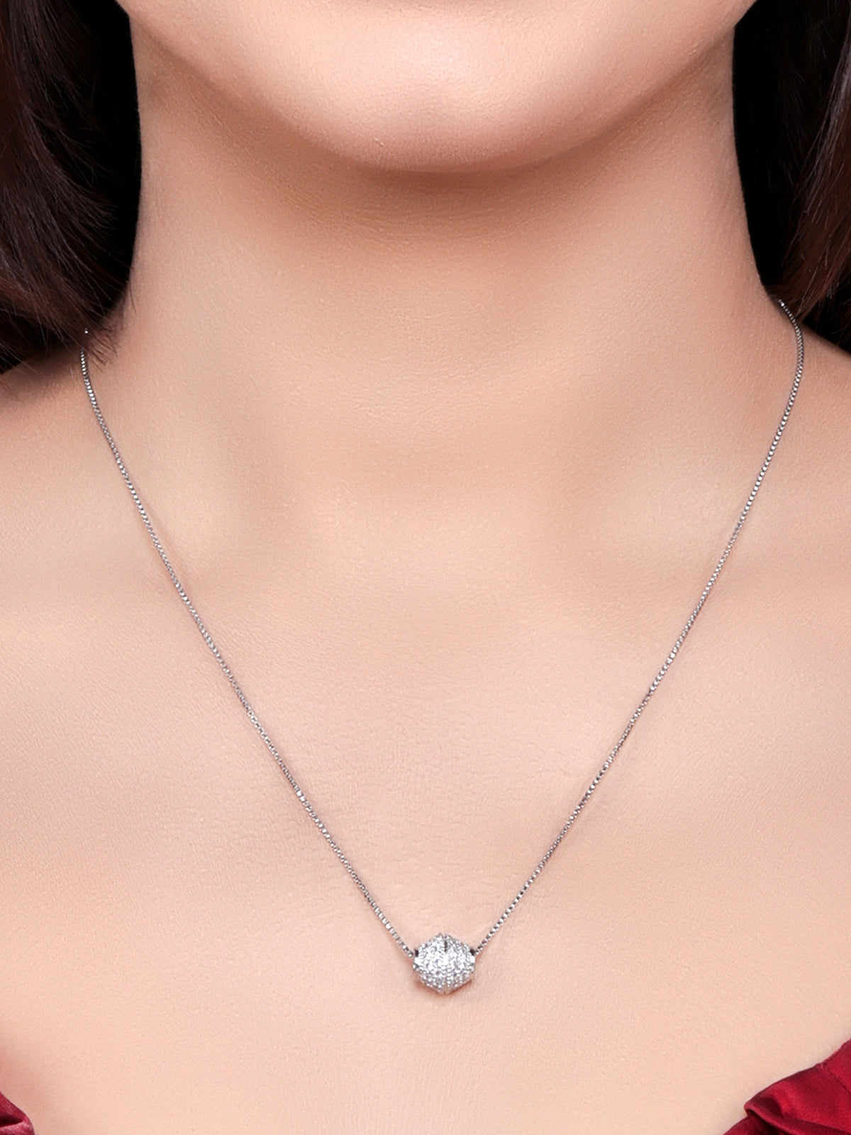 Pissara by Sukkhi Ethnic 925 Sterling Silver Cubic Zirconia Pendant With Chain For Women And Girls|with Authenticity Certificate, 925 Stamp & 6 Months Warranty P104608