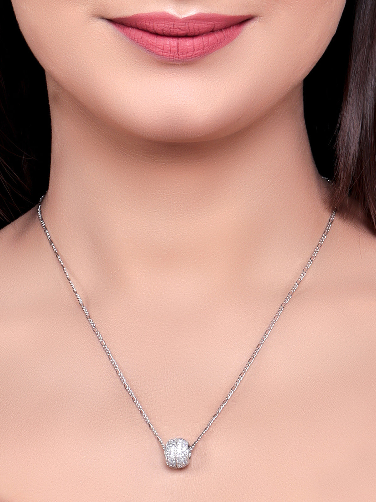 Pissara by Sukkhi Delightful 925 Sterling Silver Cubic Zirconia Pendant With Chain For Women And Girls|with Authenticity Certificate, 925 Stamp & 6 Months Warranty P104609