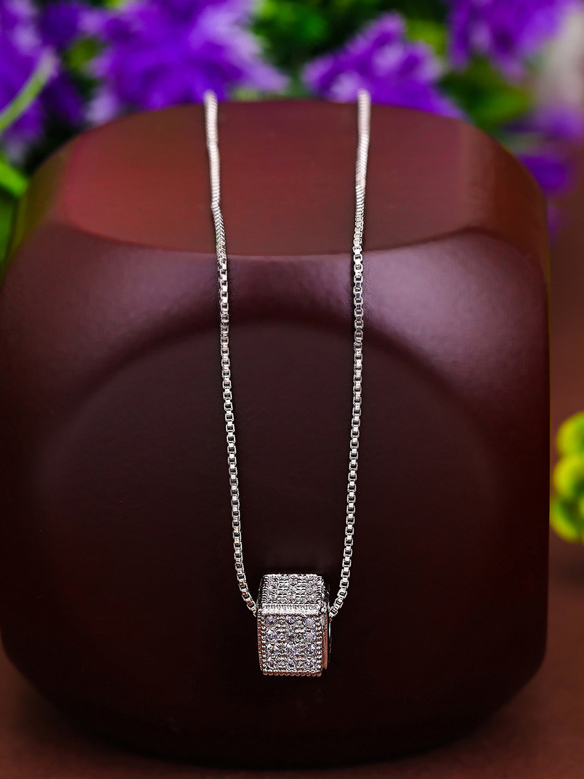 Pissara by Sukkhi Sparkling 925 Sterling Silver Cubic Zirconia Pendant With Chain For Women And Girls|with Authenticity Certificate, 925 Stamp & 6 Months Warranty P104610