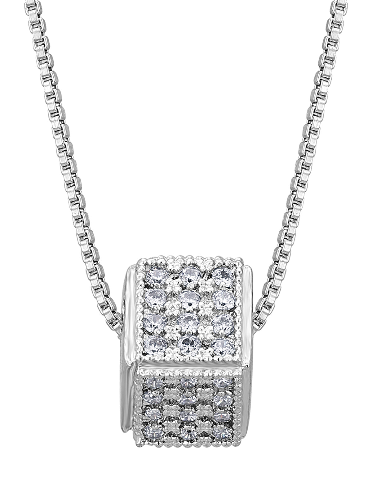 Pissara by Sukkhi Sparkling 925 Sterling Silver Cubic Zirconia Pendant With Chain For Women And Girls|with Authenticity Certificate, 925 Stamp & 6 Months Warranty P104610