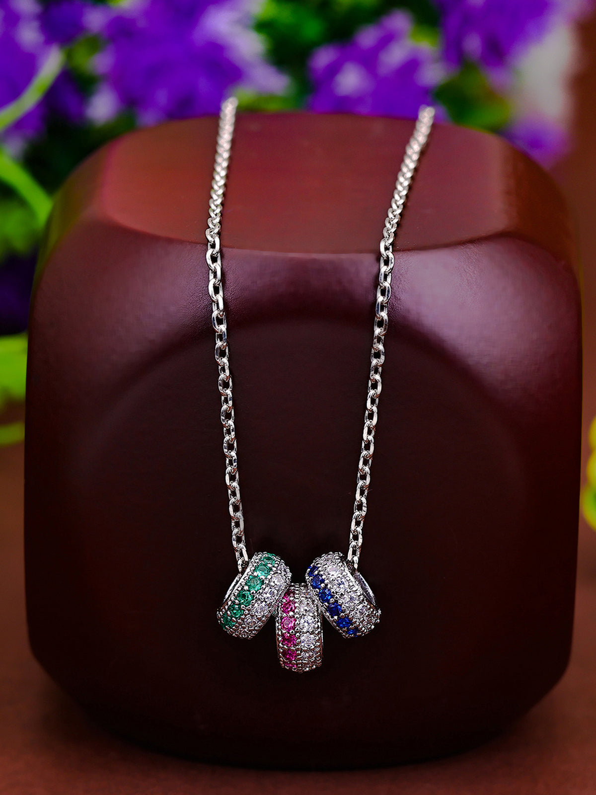 Pissara by Sukkhi Glorious 925 Sterling Silver Cubic Zirconia Pendant With Chain For Women And Girls|with Authenticity Certificate, 925 Stamp & 6 Months Warranty P104611