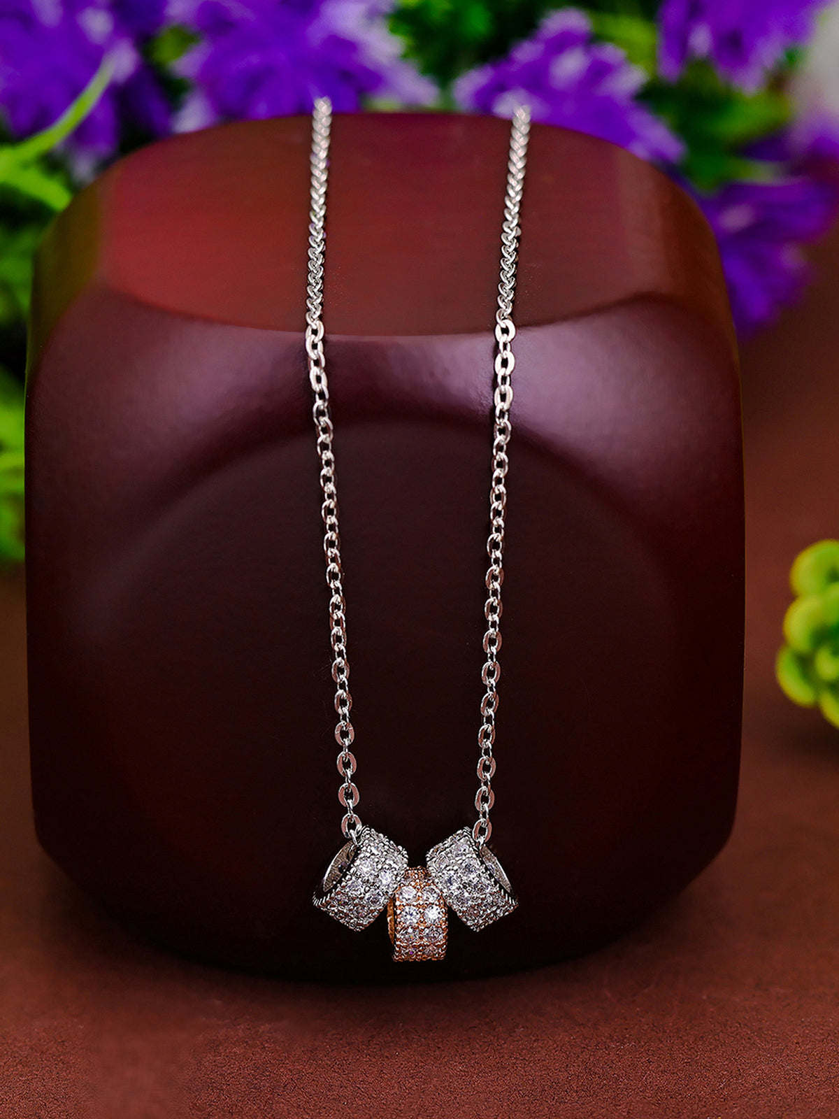 Pissara by Sukkhi Elegant 925 Sterling Silver Cubic Zirconia Pendant With Chain For Women And Girls|with Authenticity Certificate, 925 Stamp & 6 Months Warranty P104612