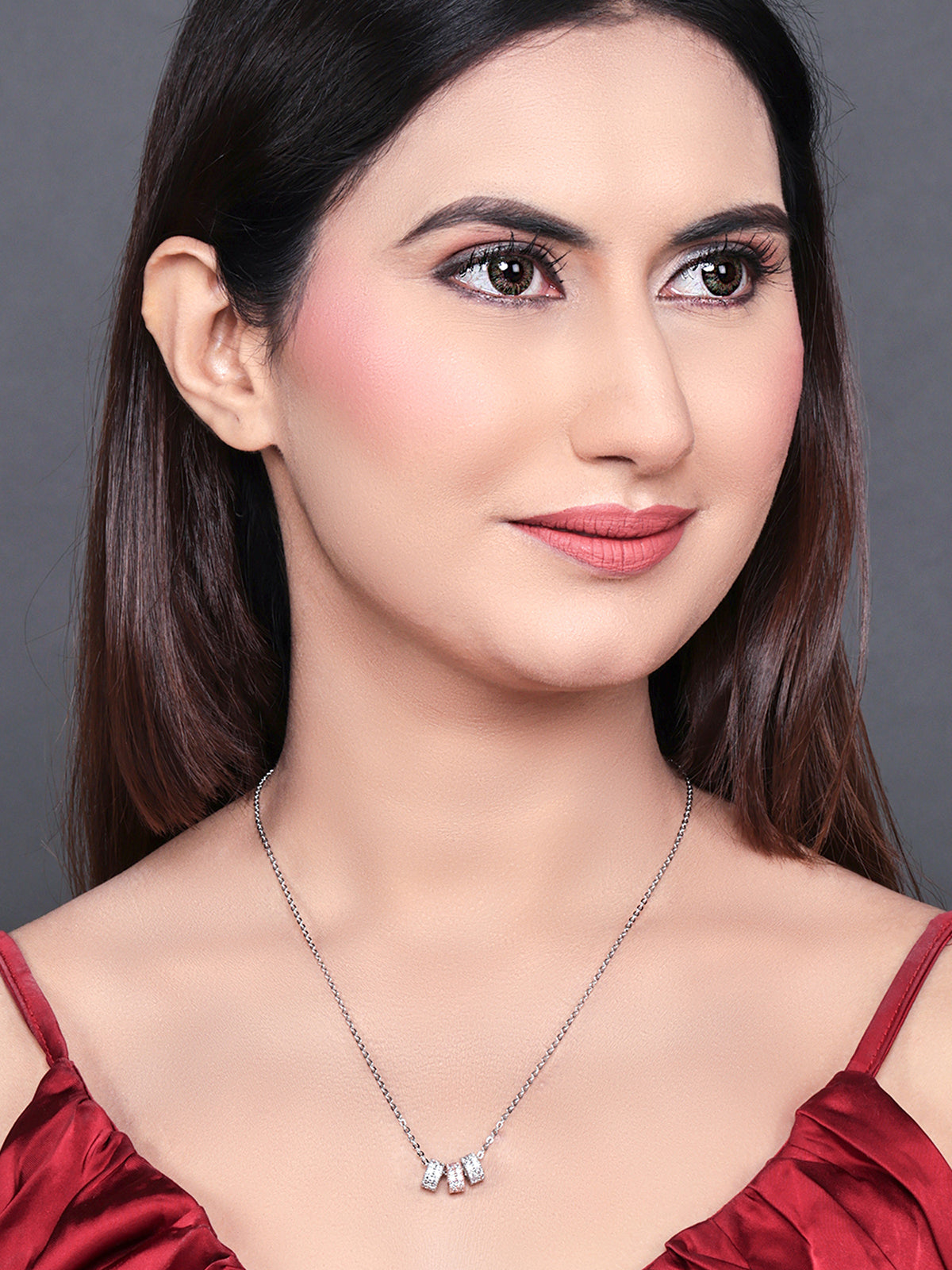Pissara by Sukkhi Elegant 925 Sterling Silver Cubic Zirconia Pendant With Chain For Women And Girls|with Authenticity Certificate, 925 Stamp & 6 Months Warranty P104612