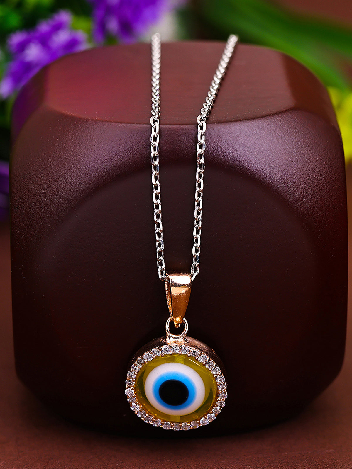 Pissara by Sukkhi Evil Eye Awesome 925 Sterling Silver Cubic Zirconia Pendant With Chain For Women And Girls|with Authenticity Certificate, 925 Stamp & 6 Months Warranty P104616